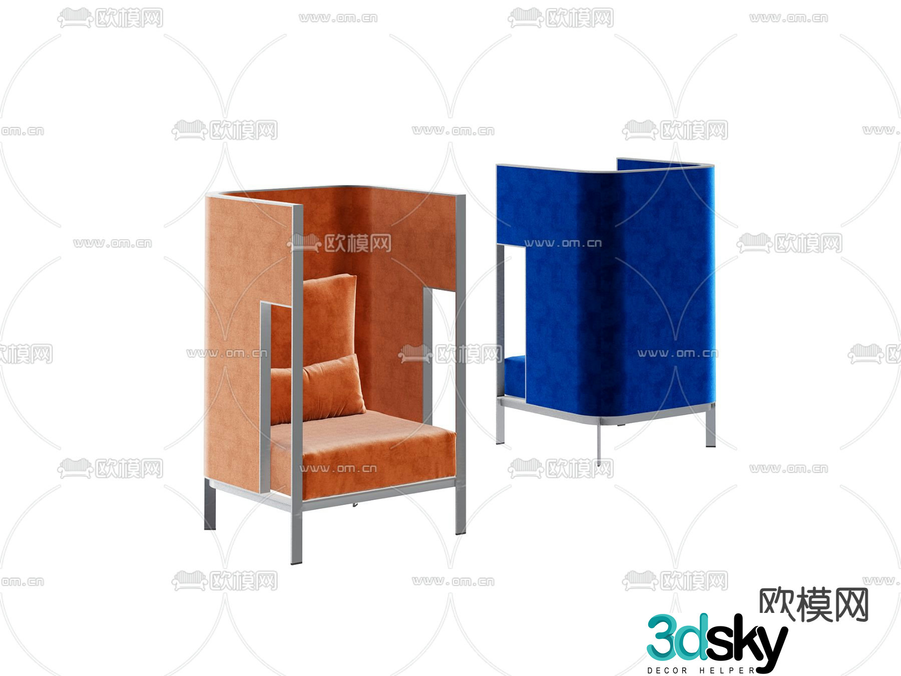 High backrest sofa chair leisure chair 3d model