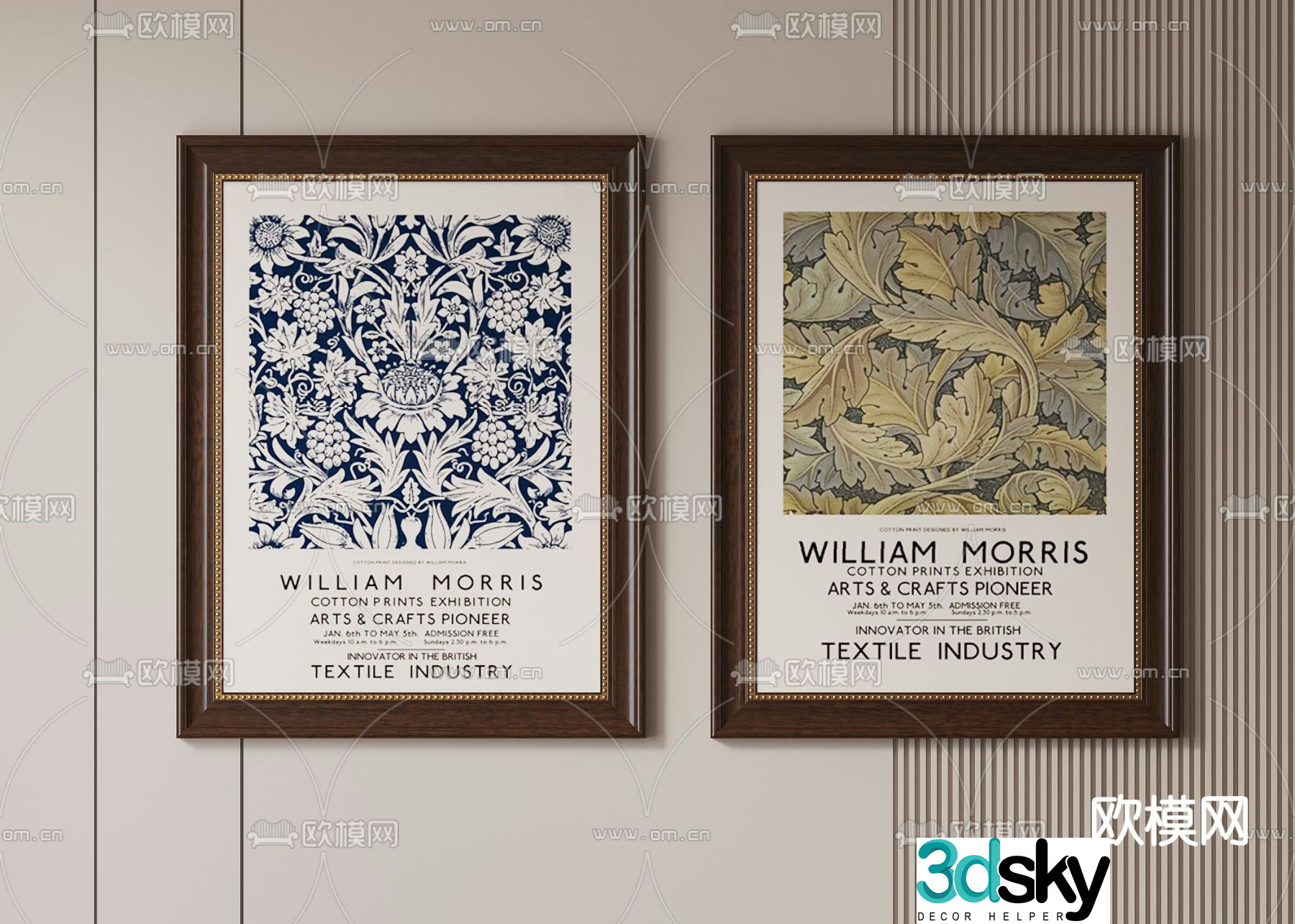 American style combination paintings retro hanging paintings decorative paintings 3D model