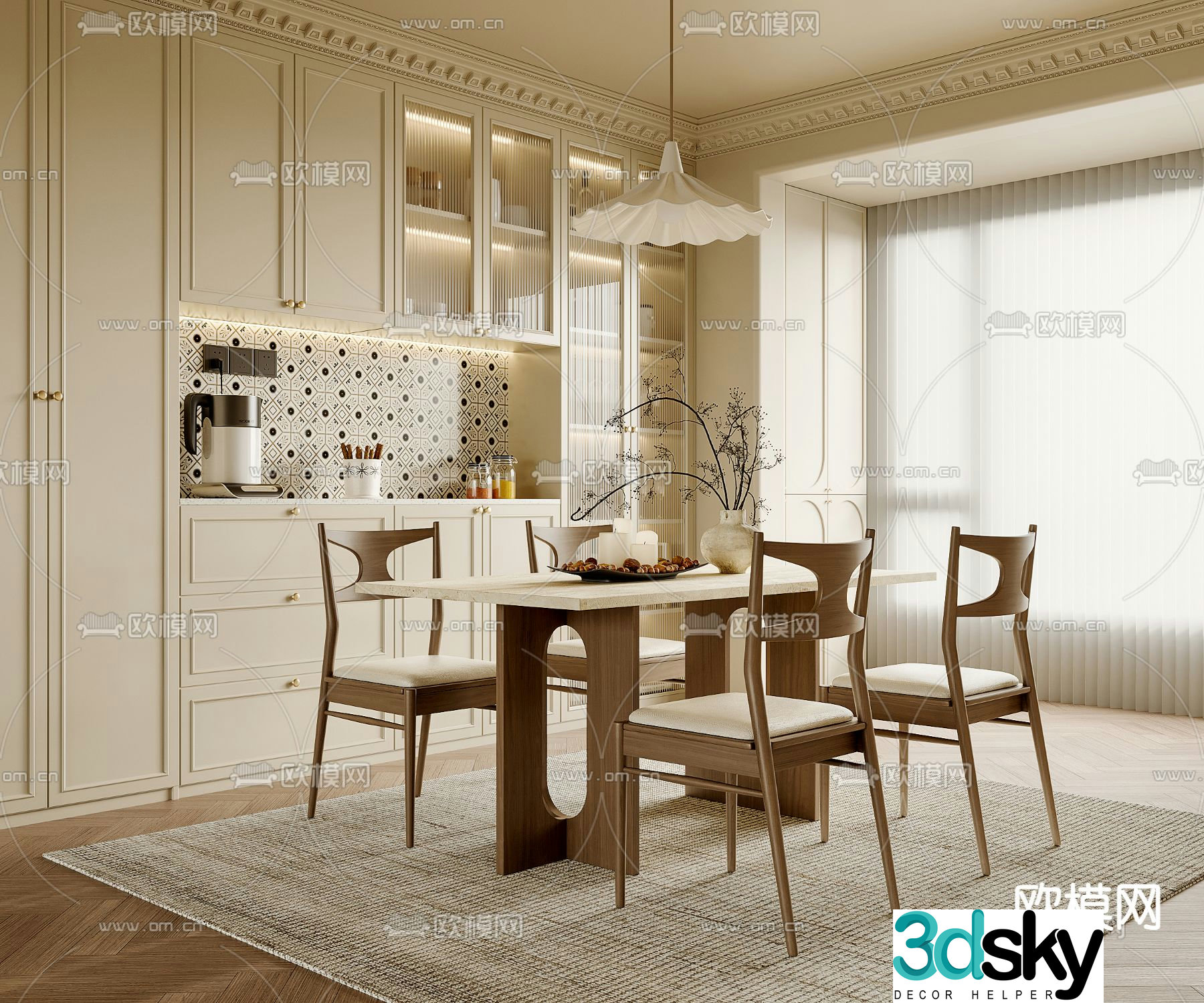 French restaurant creamy restaurant 3d model