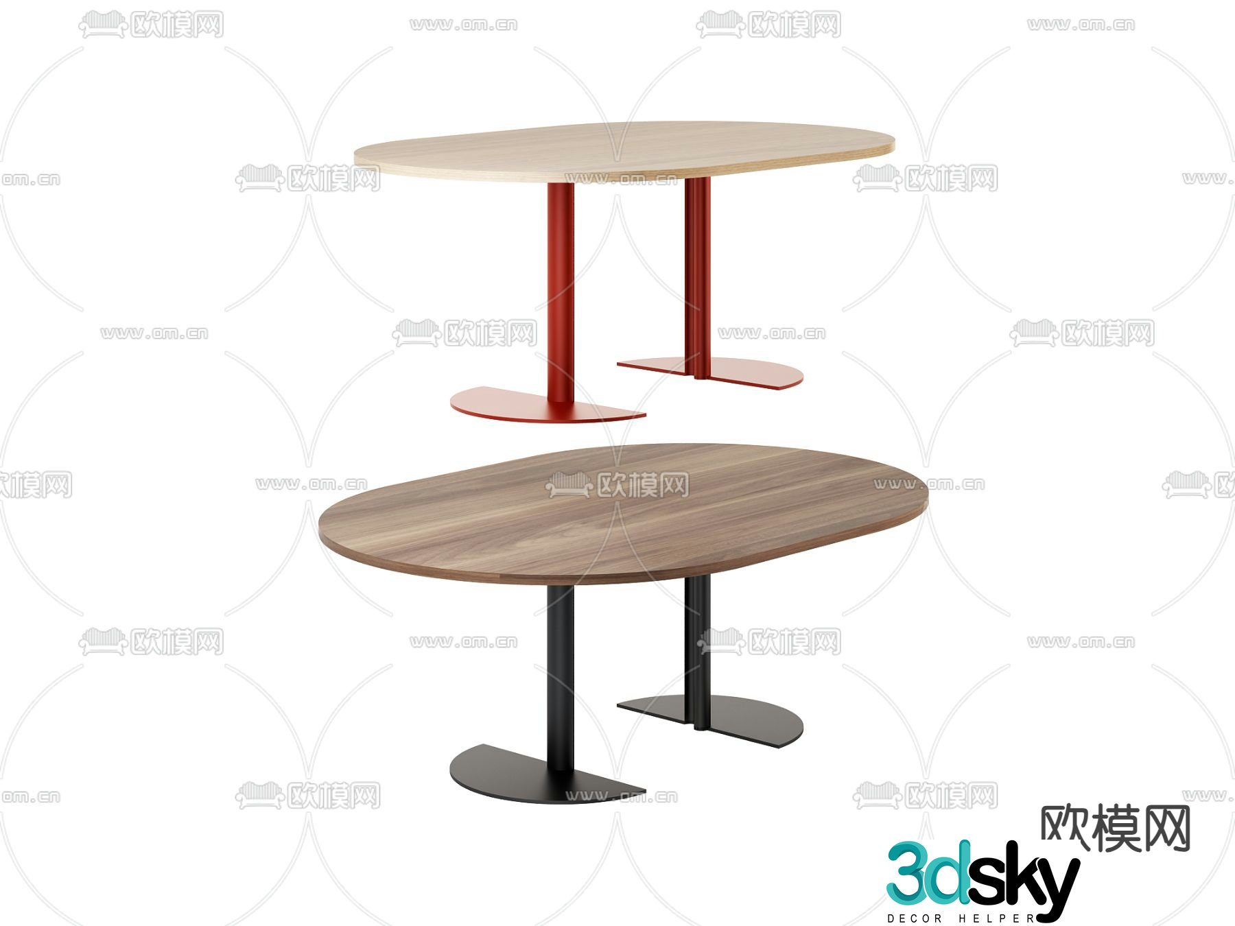 Oval dining table 3d model