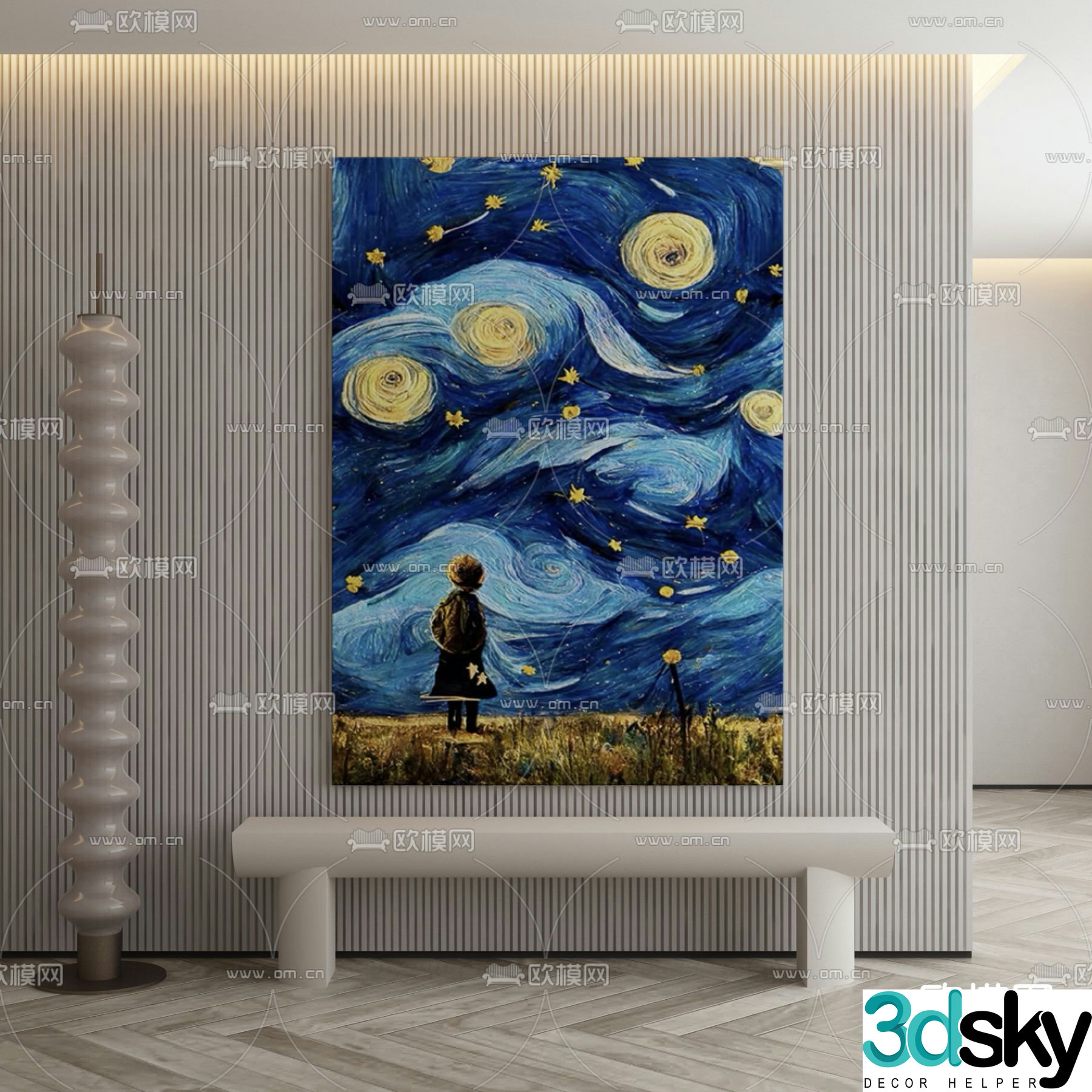 Wabisa decorative painting hanging painting oil painting 3d model