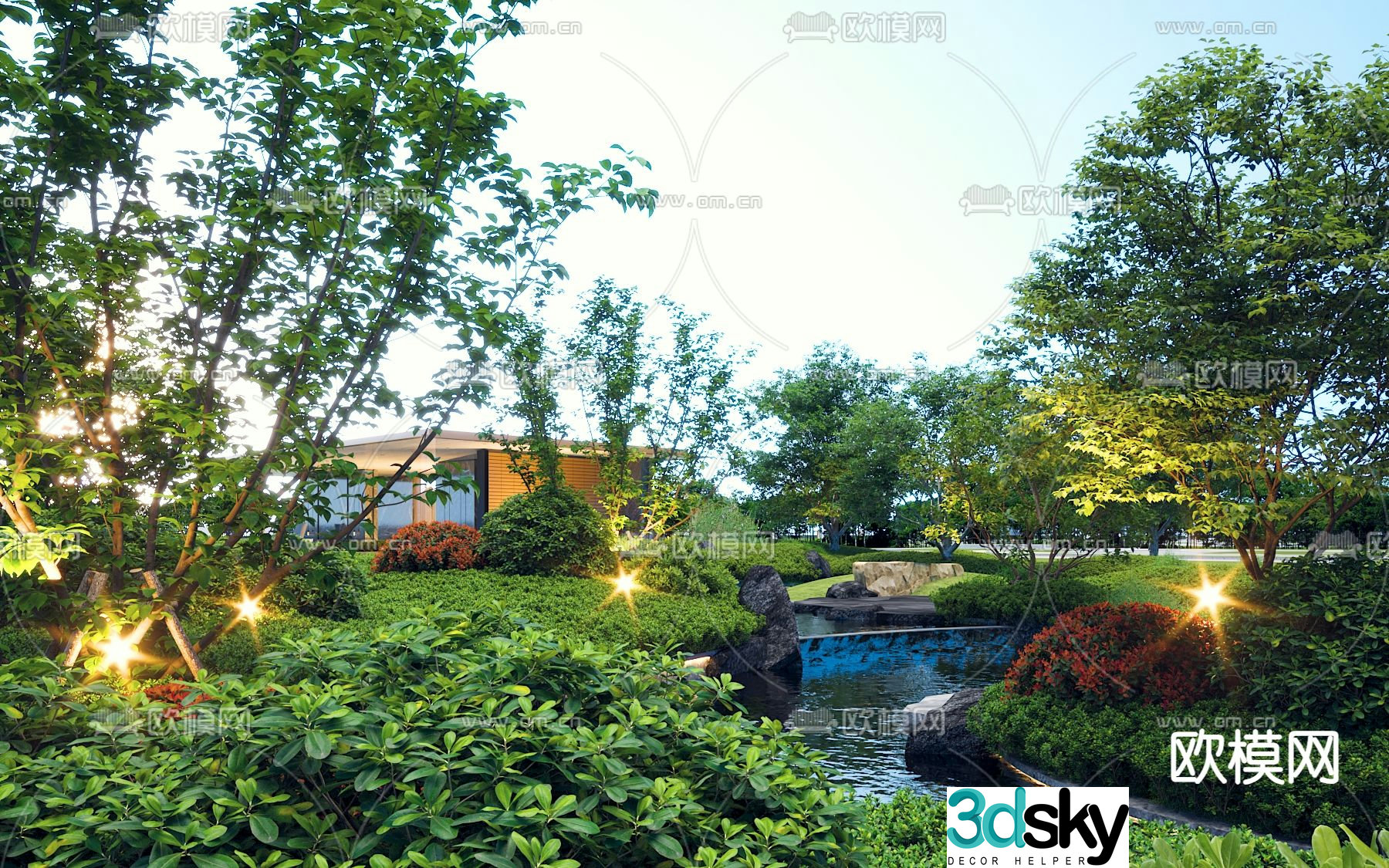 Modern garden landscape 3d model