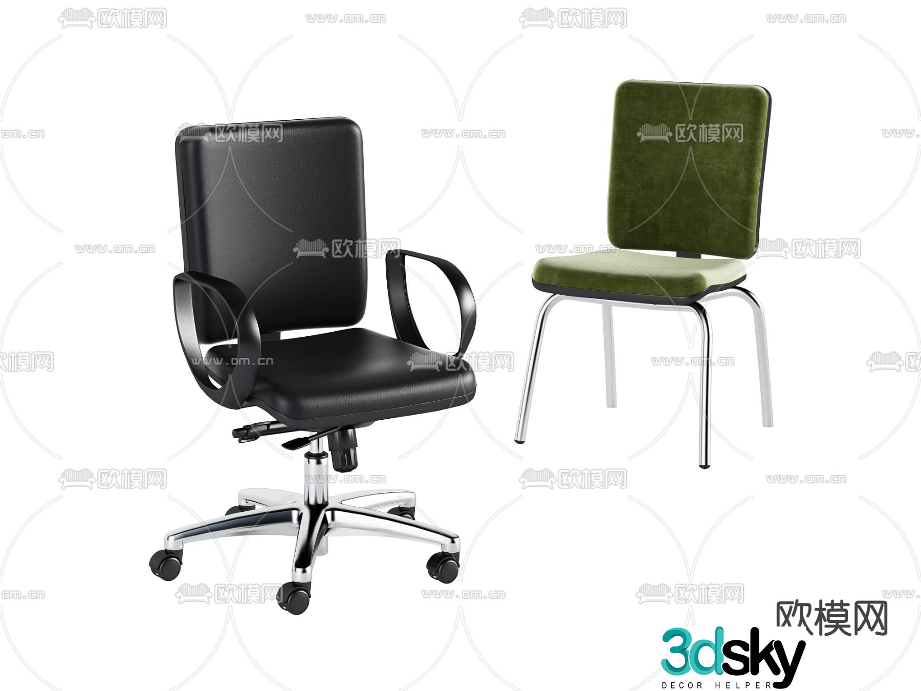 Modern office chair seat 3d model