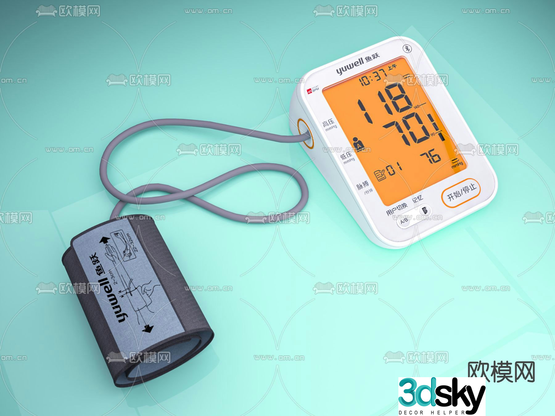 Sphygmomanometer medical equipment 3d model