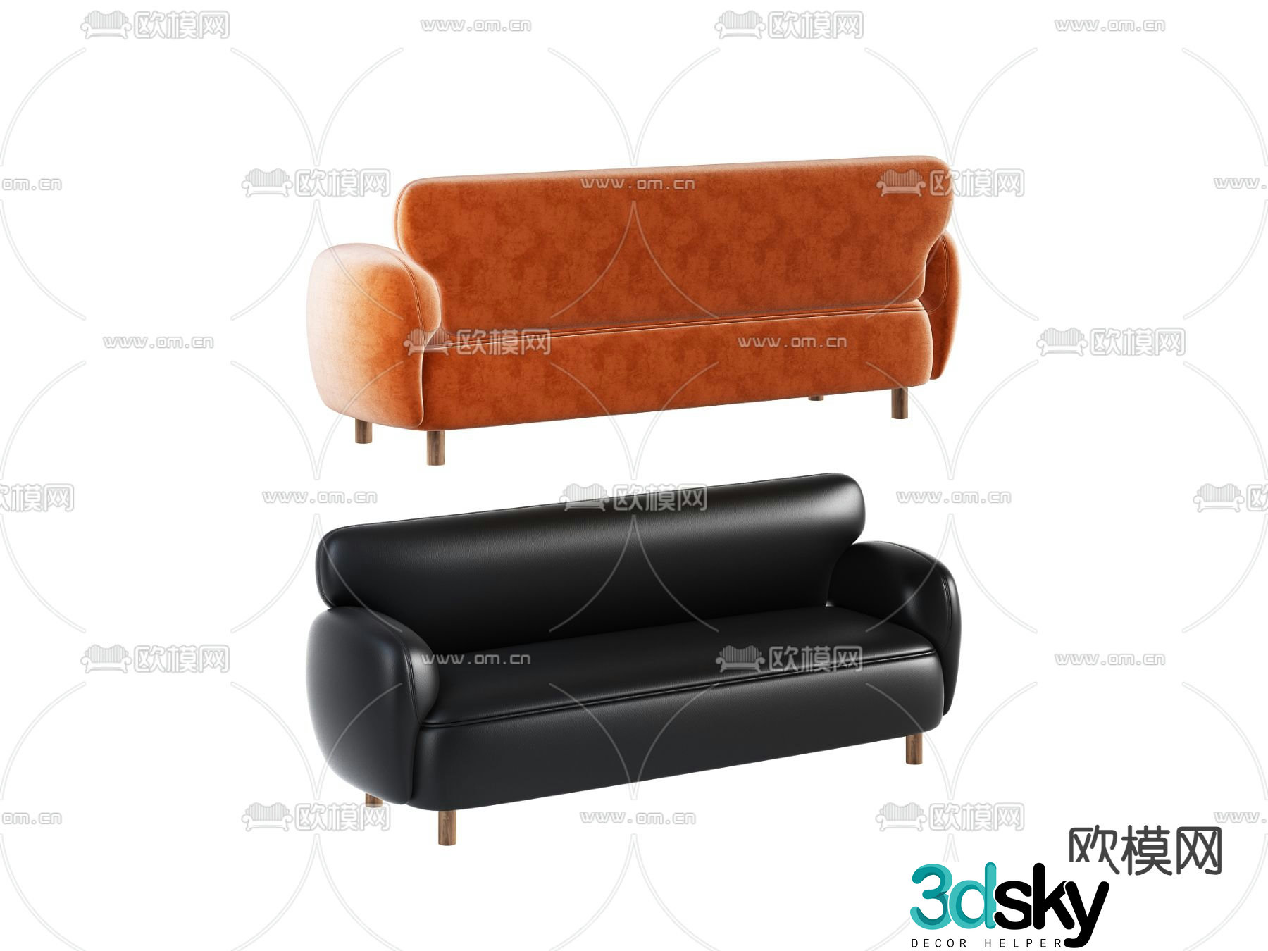 Double sofa soft sofa 3d model