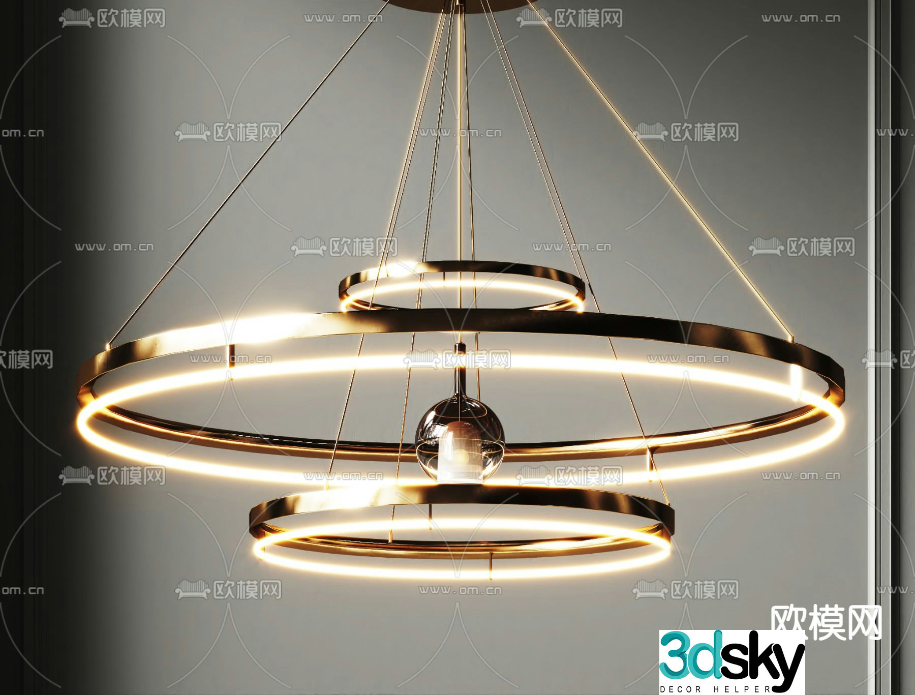 Light luxury chandelier ring chandelier 3d model