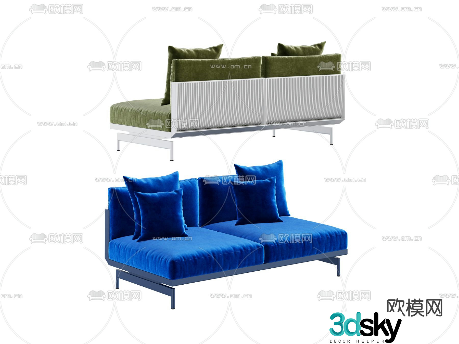 Double sofa soft sofa 3d model