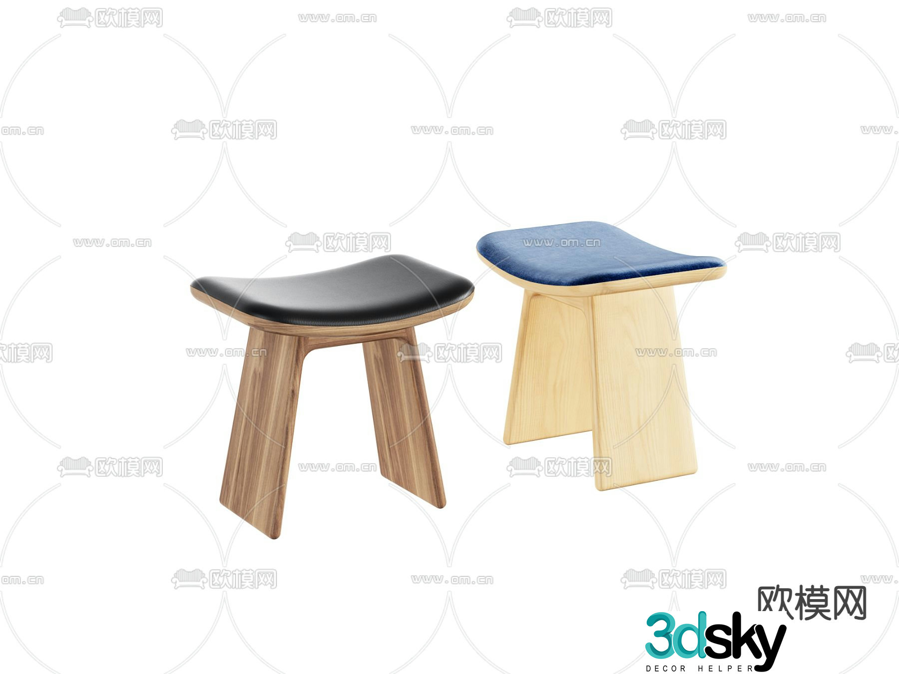 modern stool low stool stool 3d model