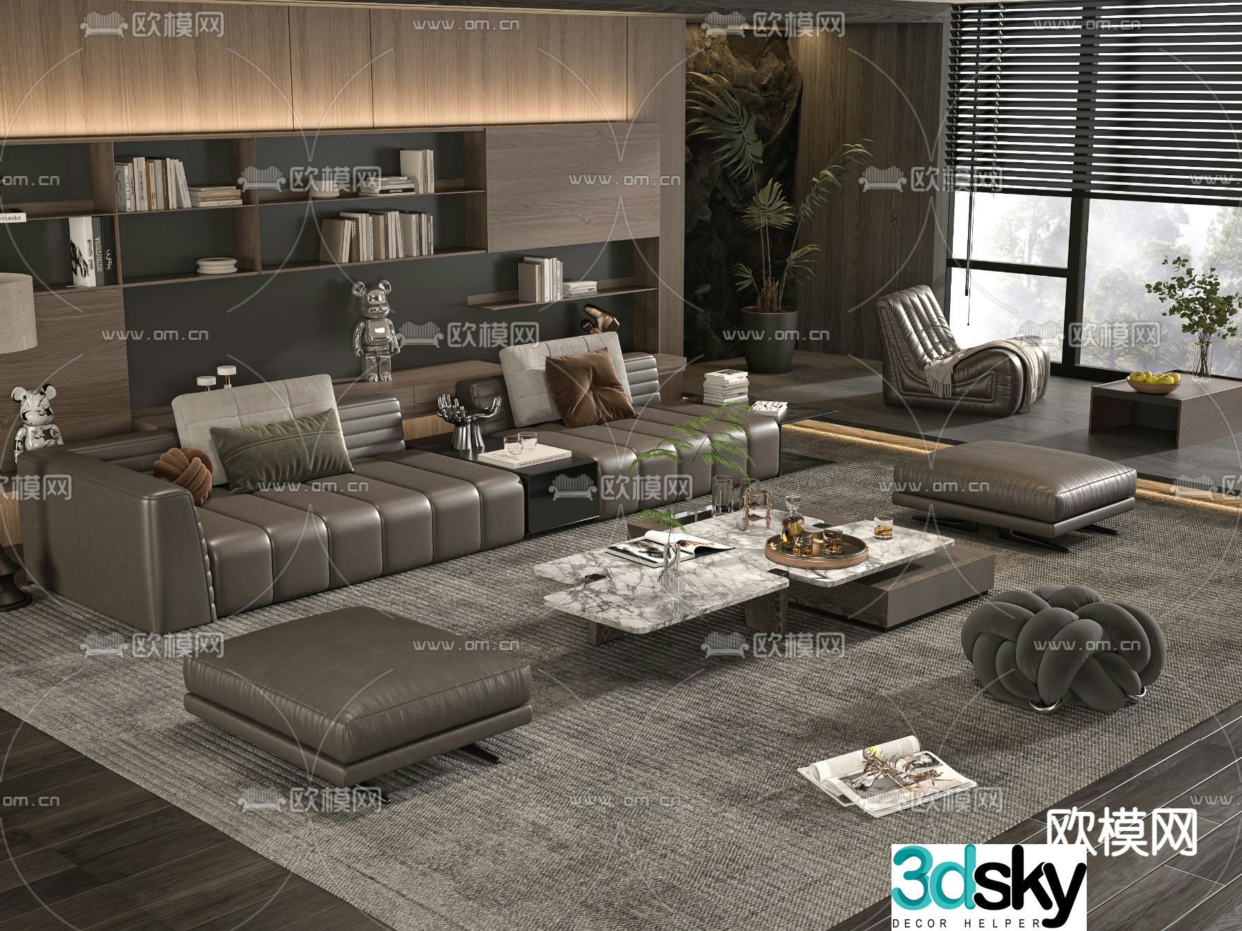 Modular sofa multi-person sofa 3d model