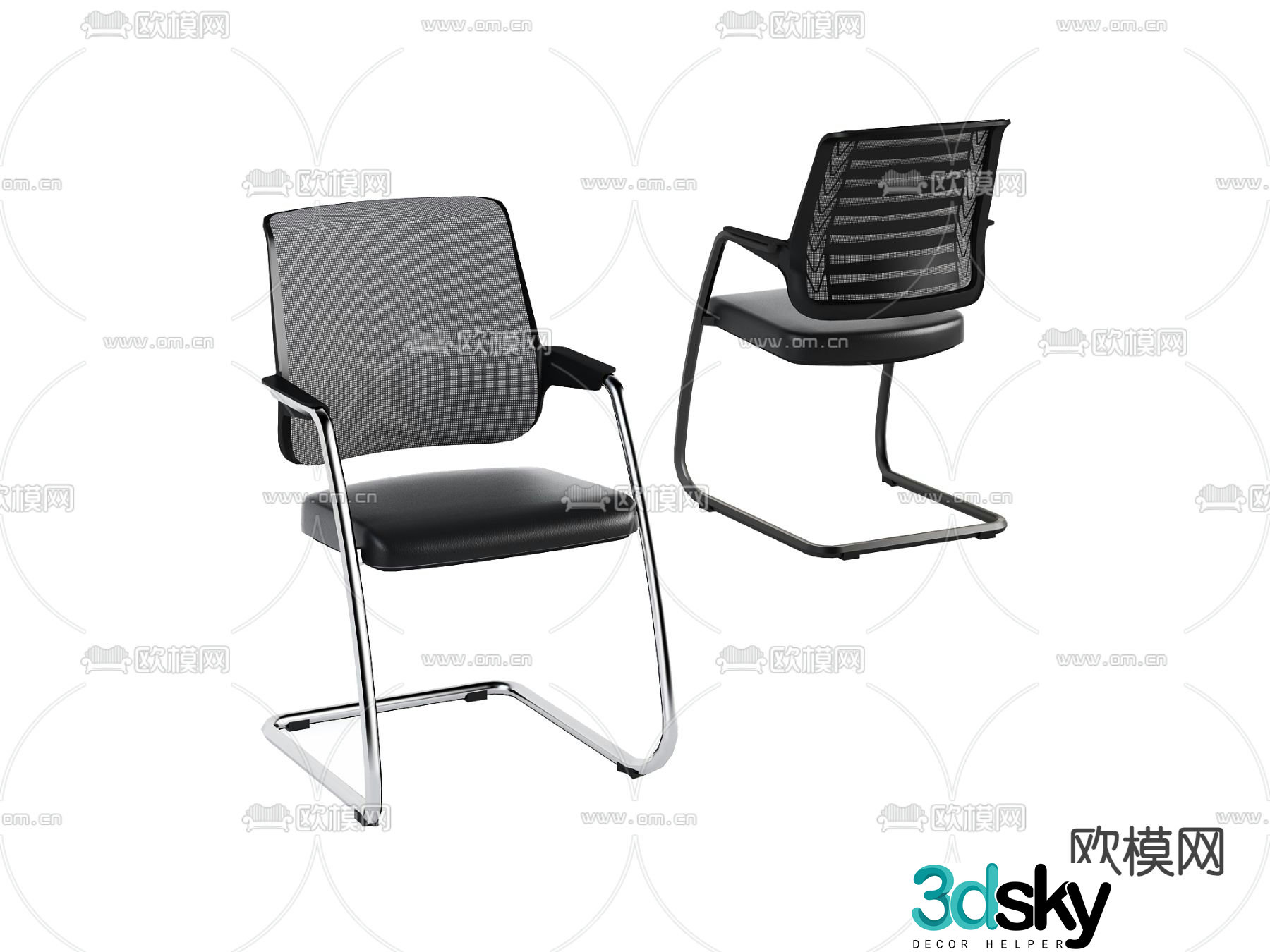 Modern office chair conference chair class chair 3d model