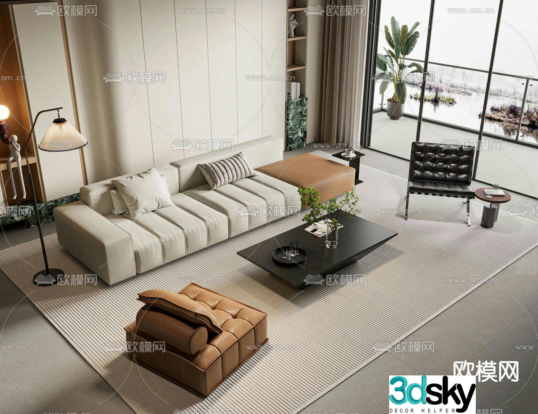 Modern sectional sofa 3d model