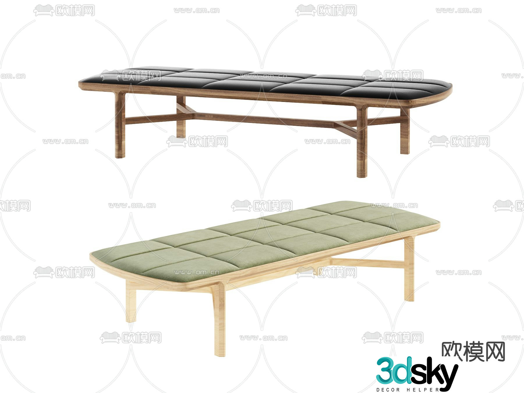 Footsteps bed tail stool bench 3d model
