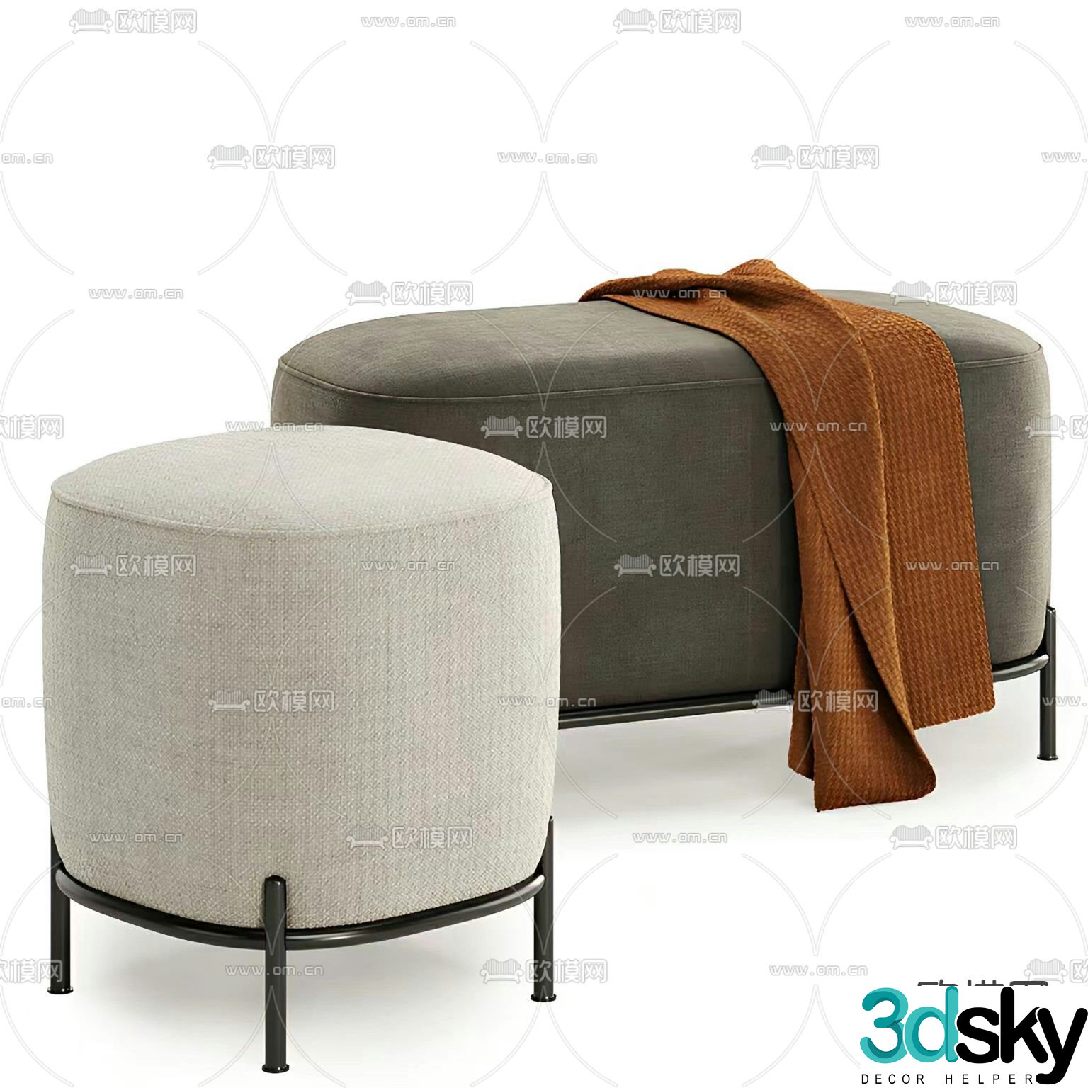 Stool sofa stool low stool 3d model
