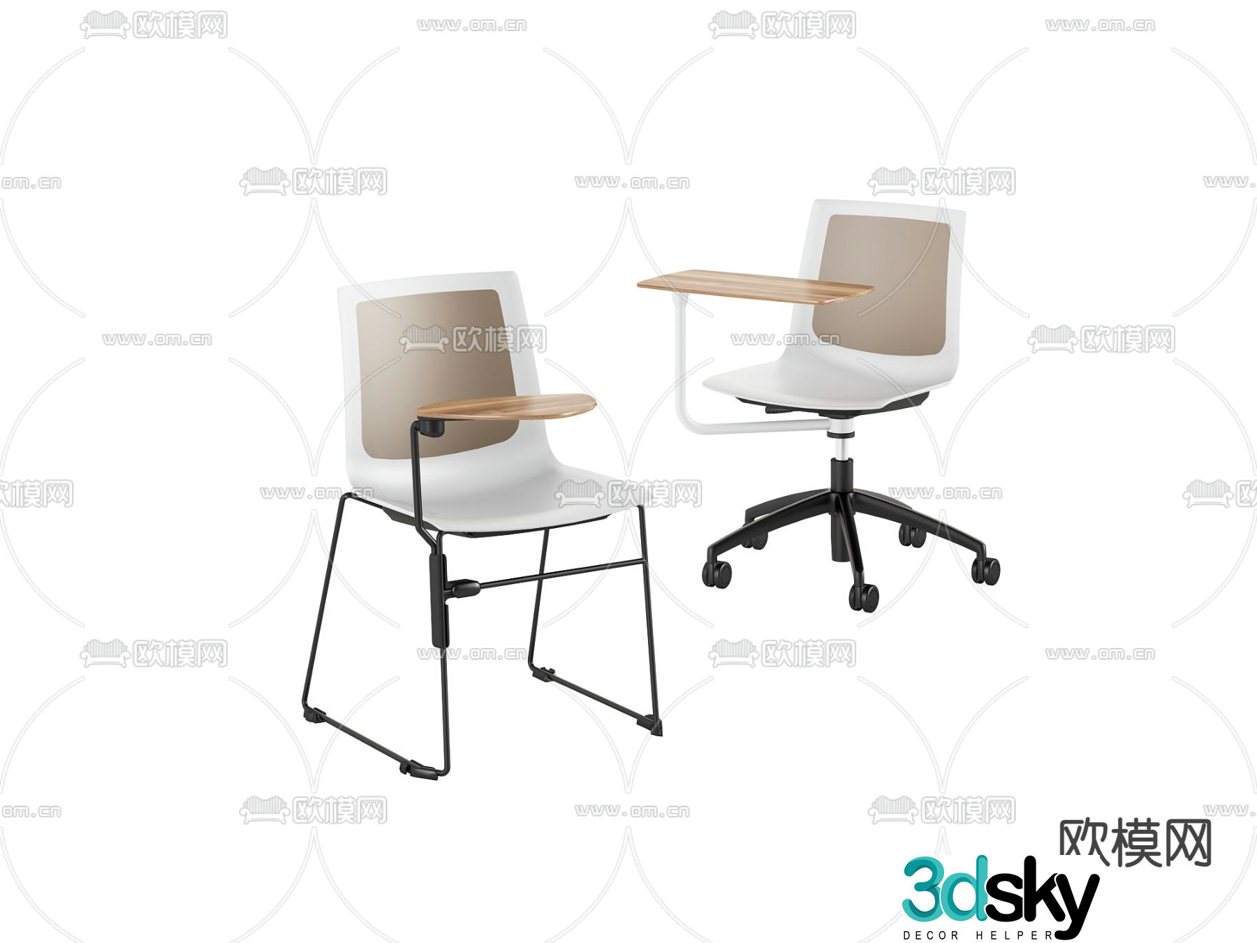 Office chair class chair training chair 3d model