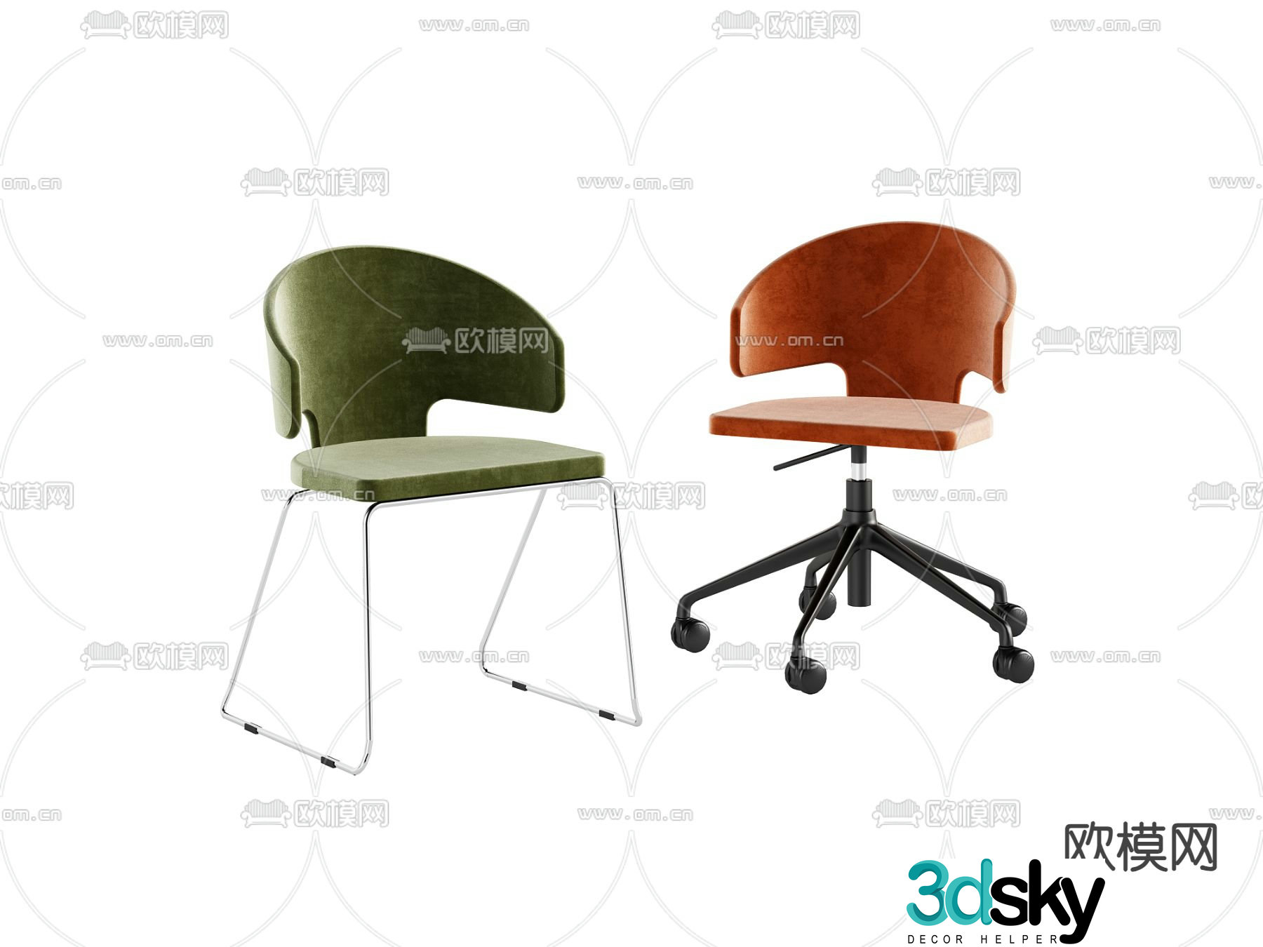 Modern office chair conference chair staff chair 3d model