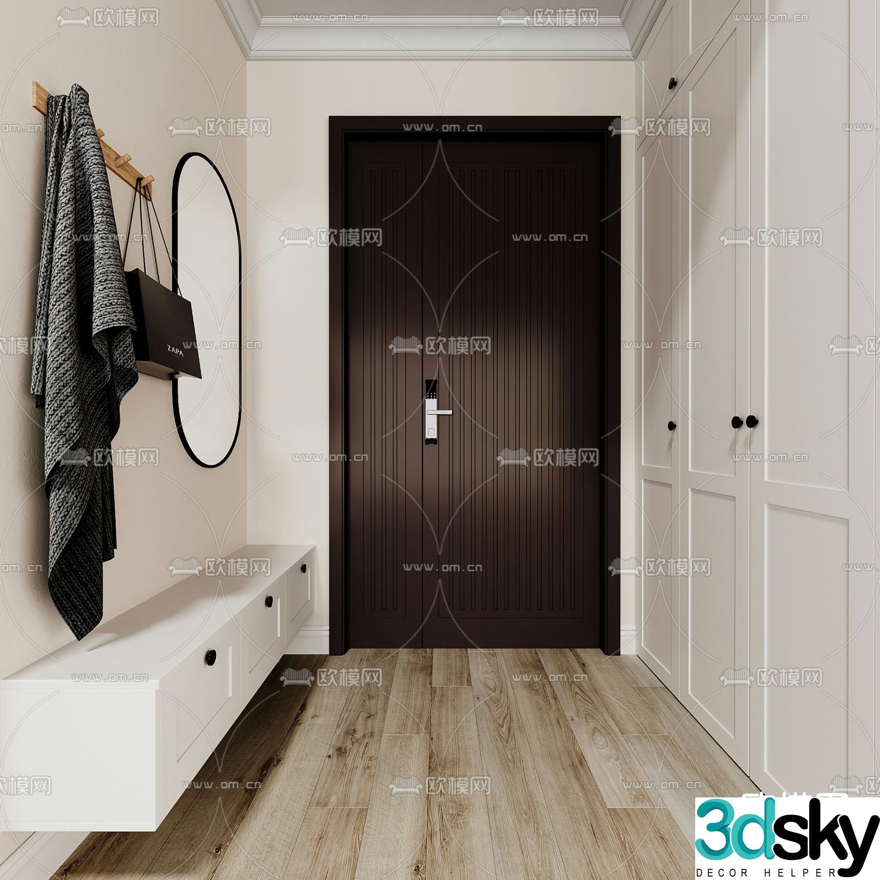 Modern foyer entrance hallway 3d model