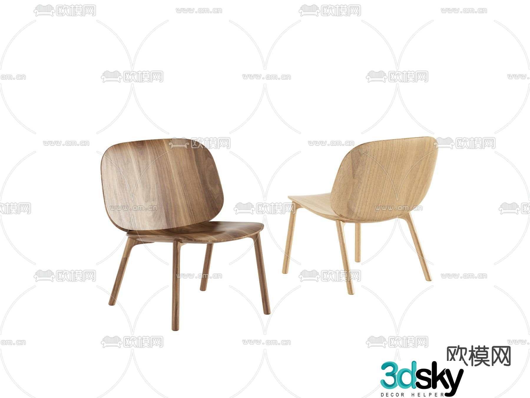 Solid wood chair dining chair 3d model
