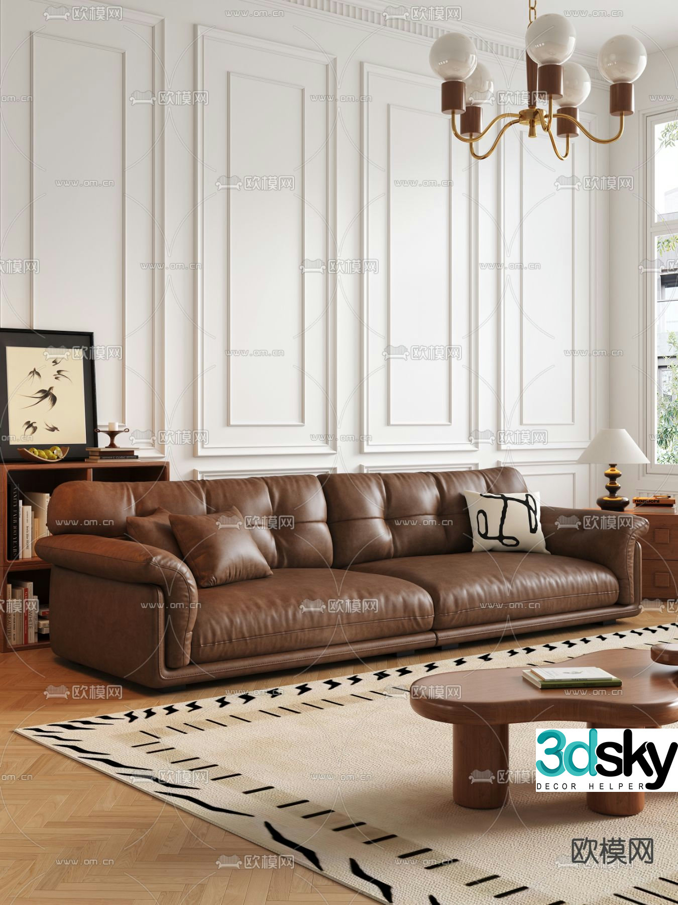 Medieval style sofa three person sofa 3d model