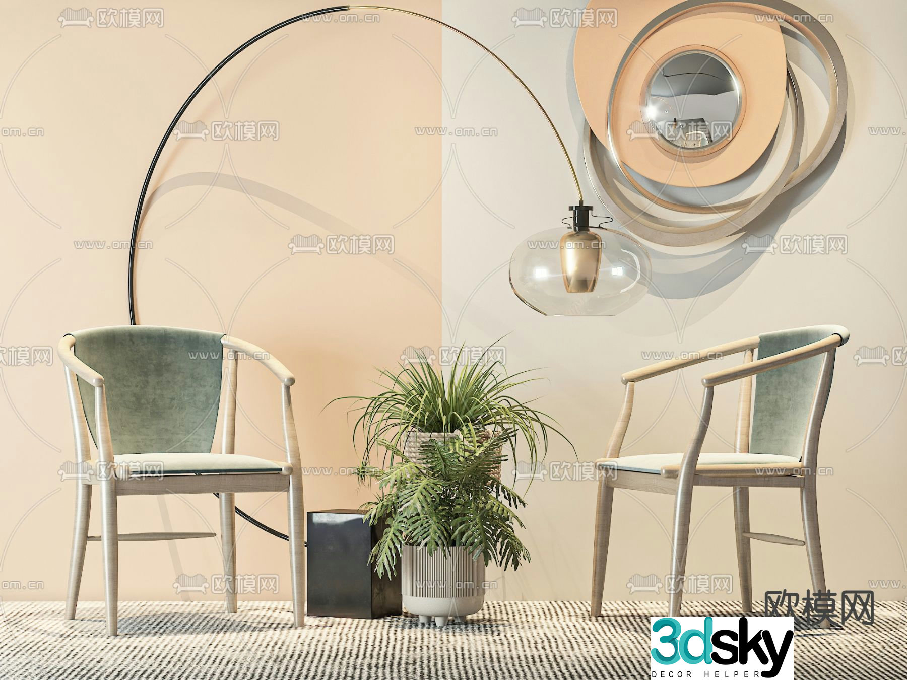 Leisure chair armchair potted 3d model