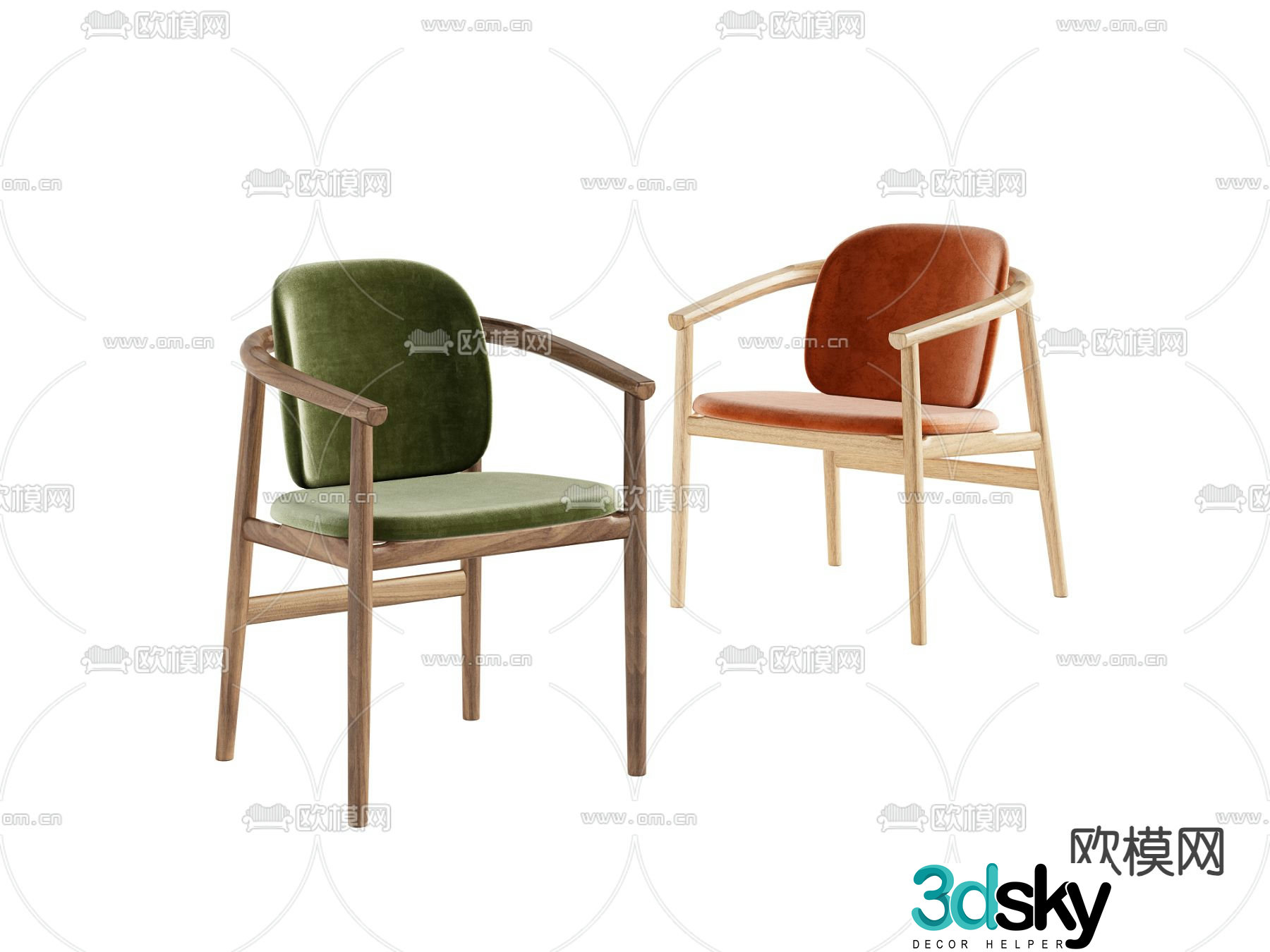 Solid wood chair dining chair 3d model