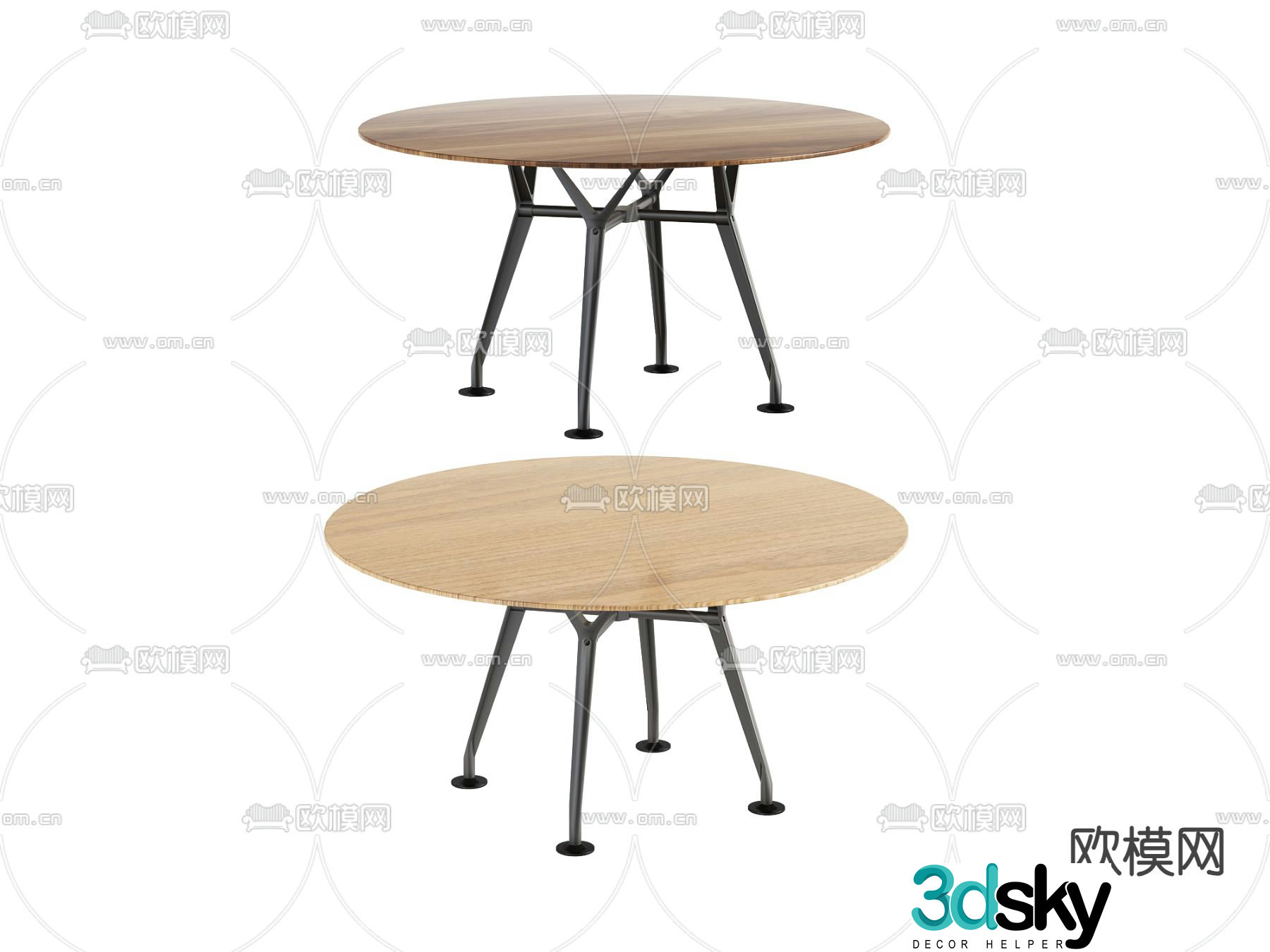 Round desk negotiation table 3d model