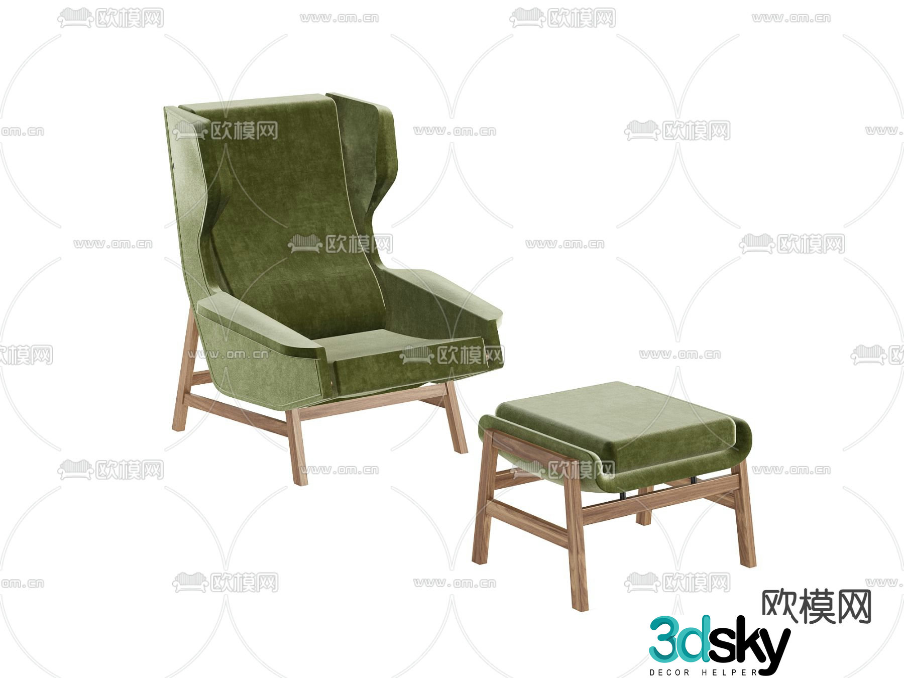 Modern leisure chair pedal 3d model