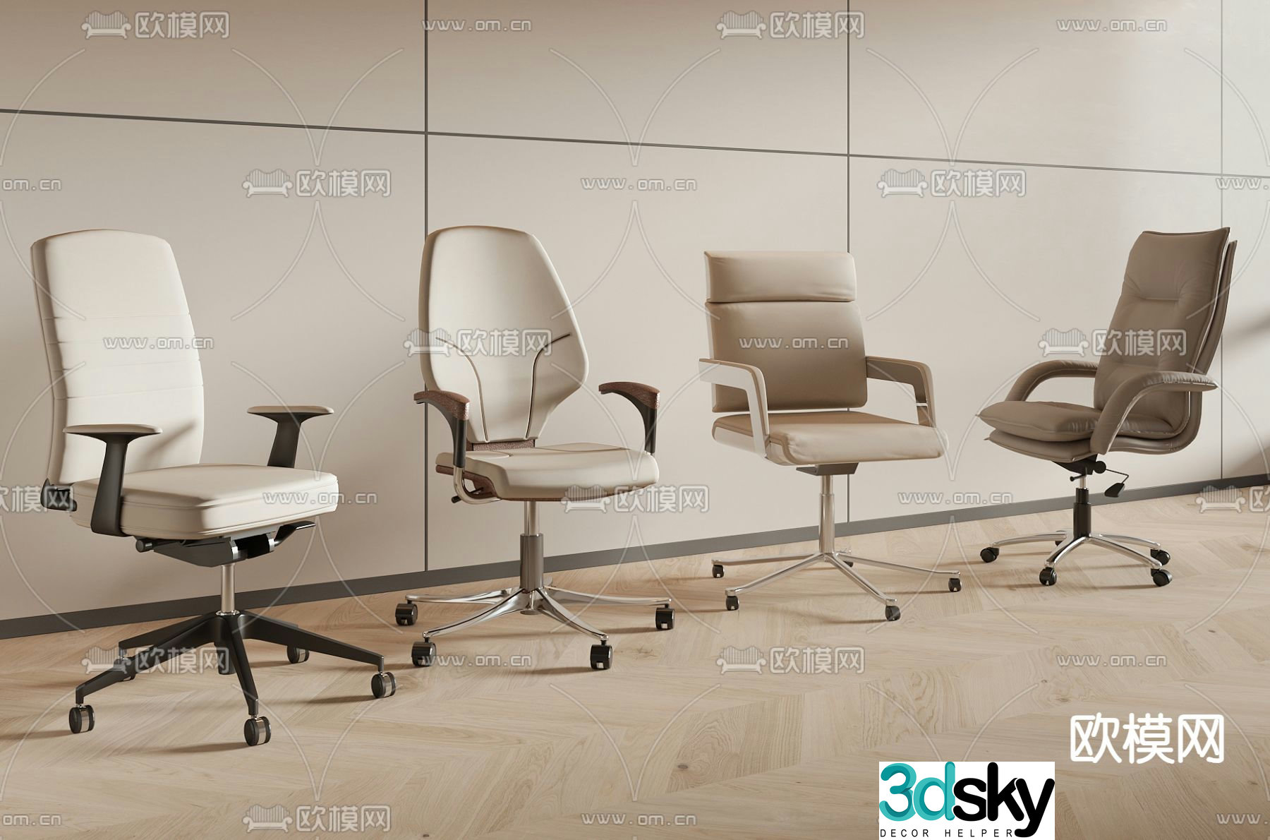 Modern office chair swivel chair staff chair 3d model