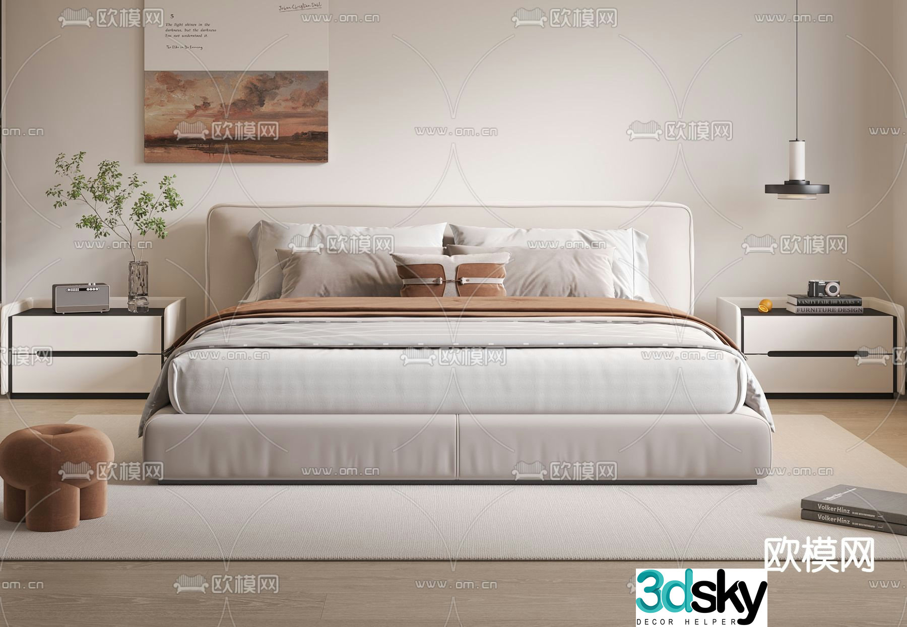 Modern double bed 3d model