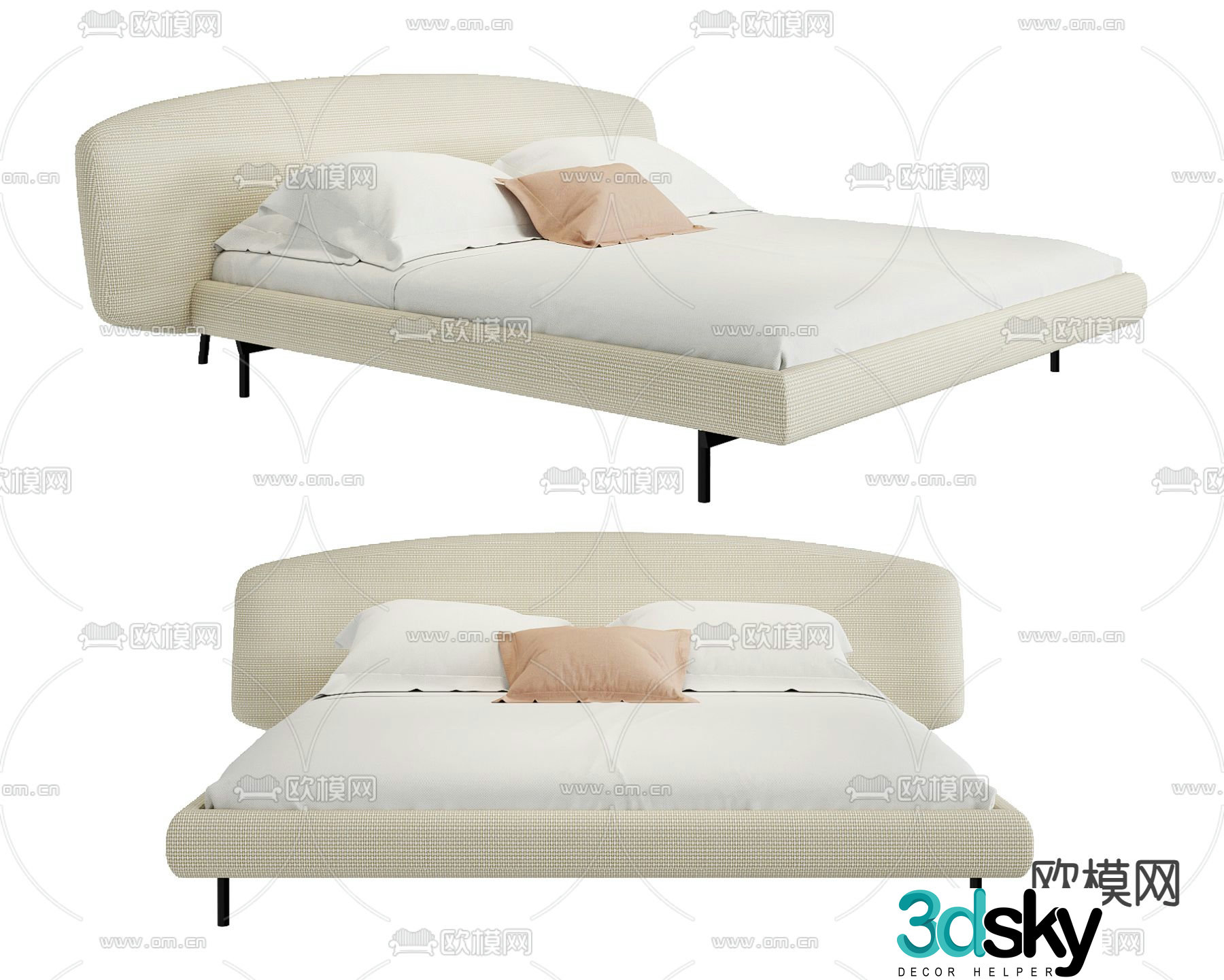 Modern double bed 3d model