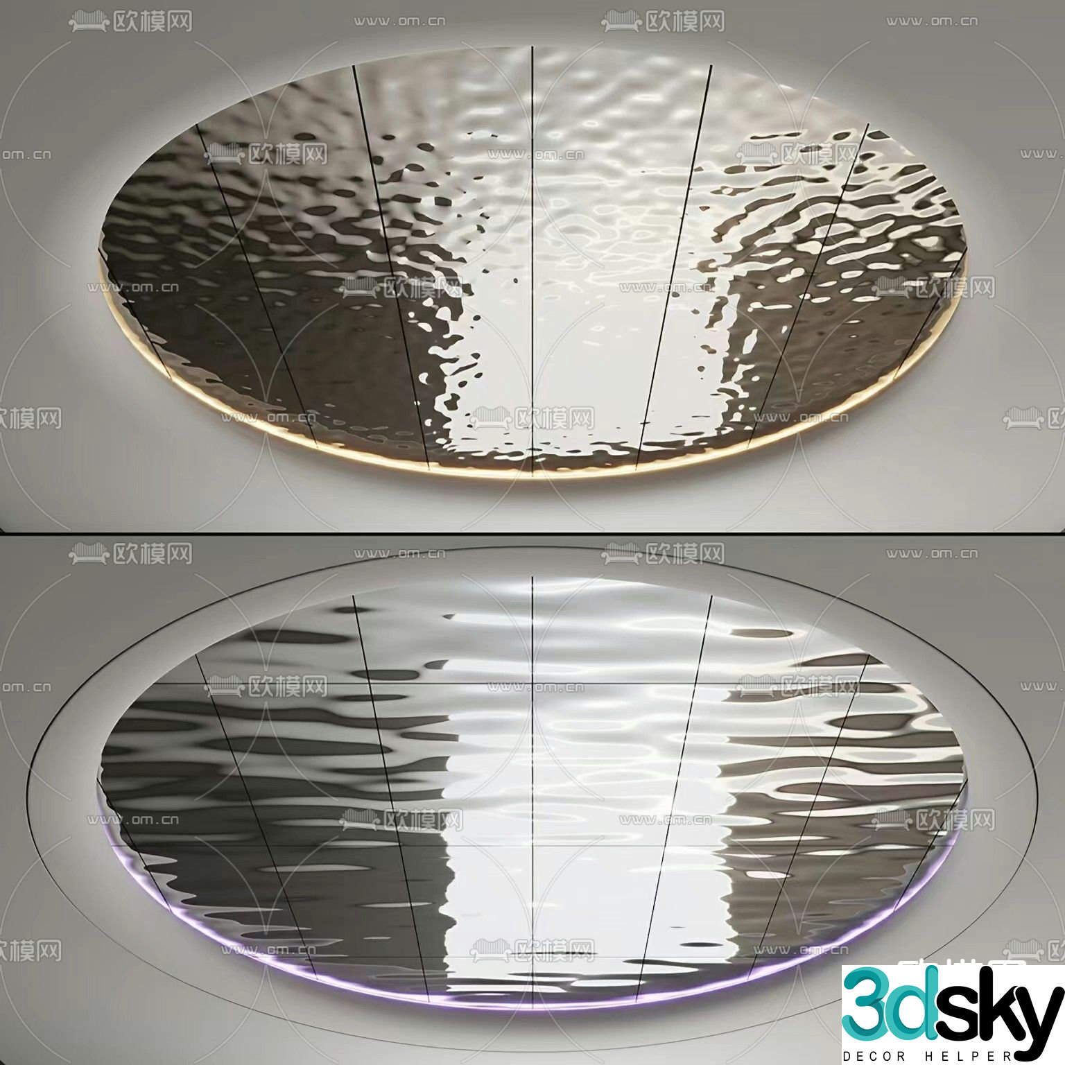Metal panel Ceiling Water corrugated ceiling 3d model