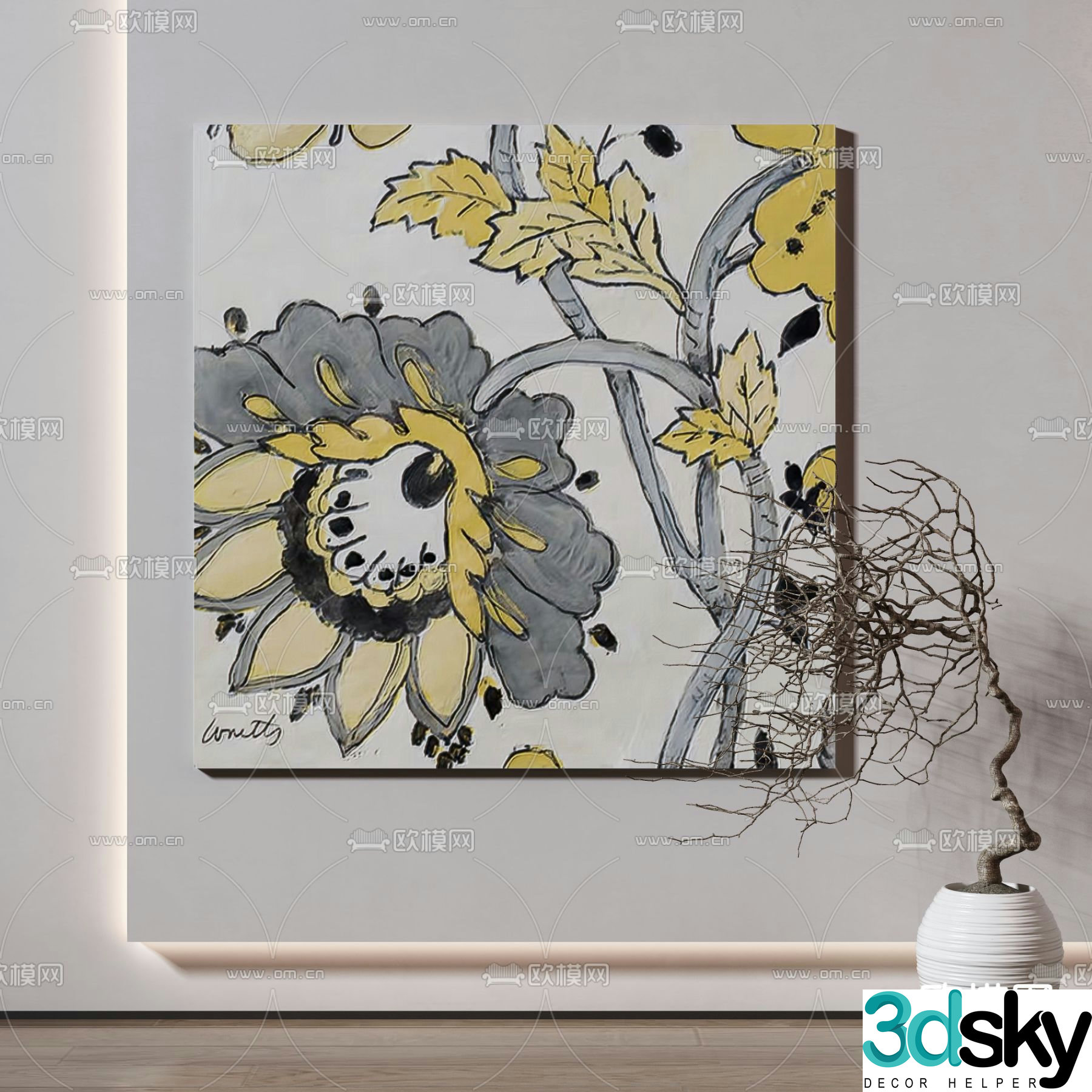 Wasabi decorative painting cartoon hand-drawn 3d model