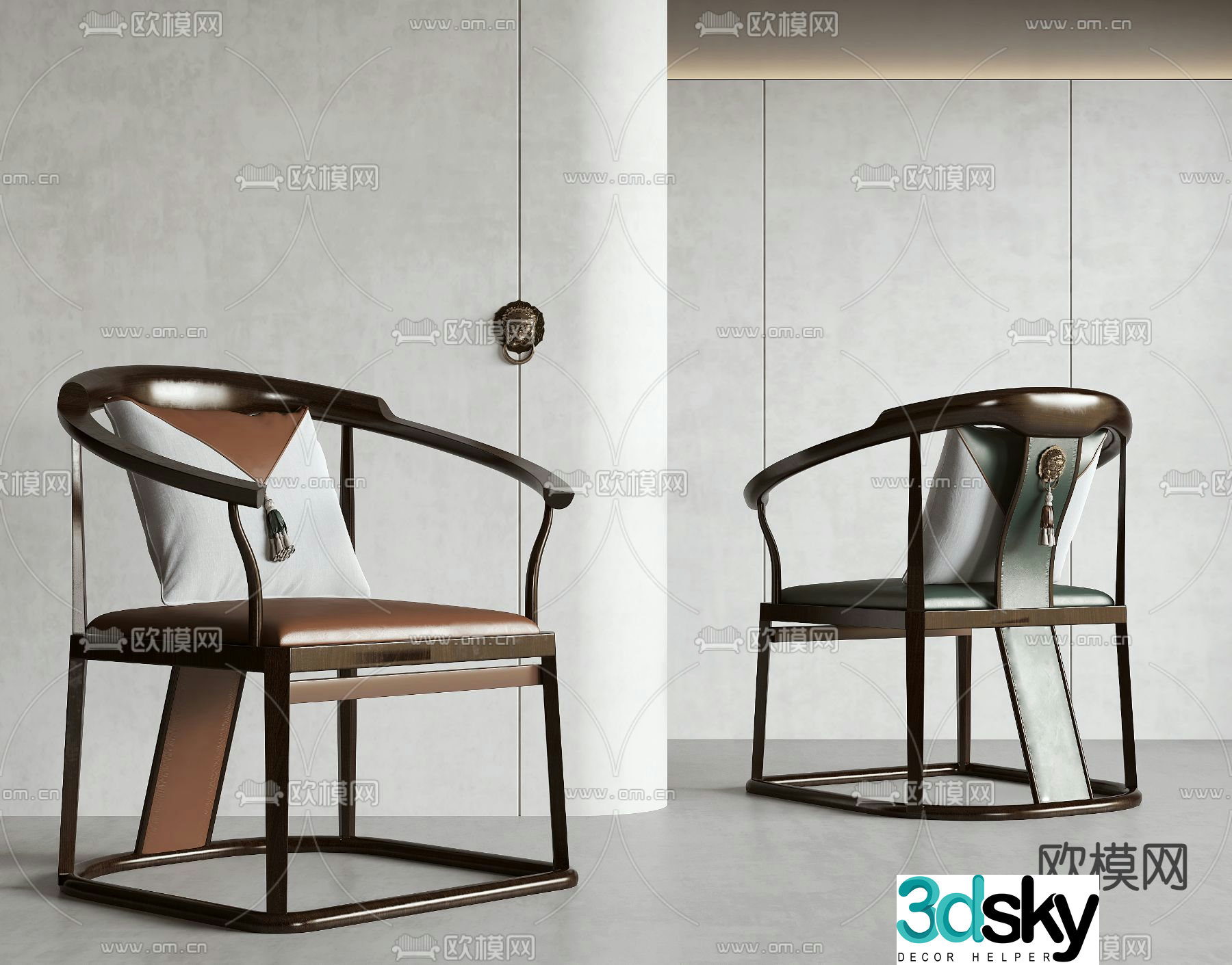New Chinese style armchair 3d model