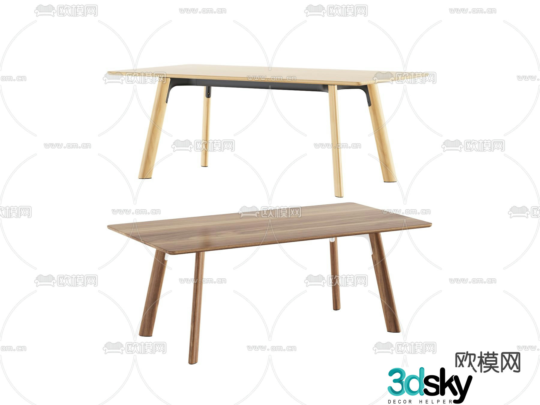 Wooden office desk conference table 3d model