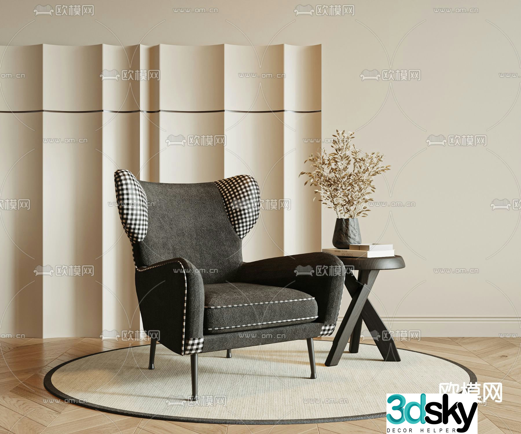 Medieval style leisure chair sofa chair 3d model