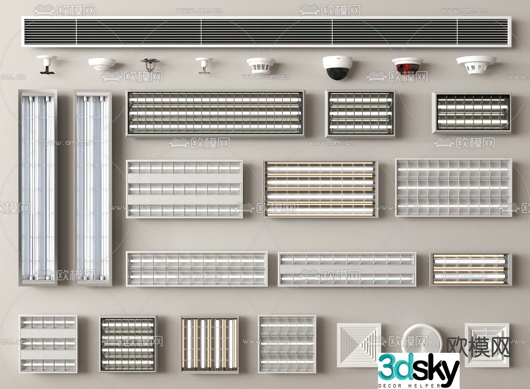 Air conditioning air outlet office lamp grille lamp 3d model