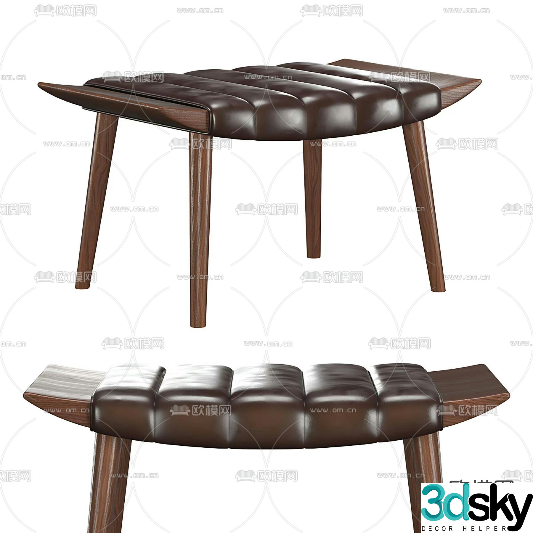 Middle-aged style bed tail stool foot pedal 3D model
