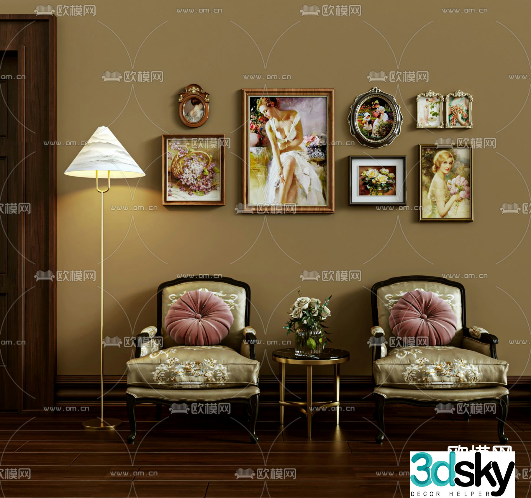 American sofa chair leisure chair 3d model