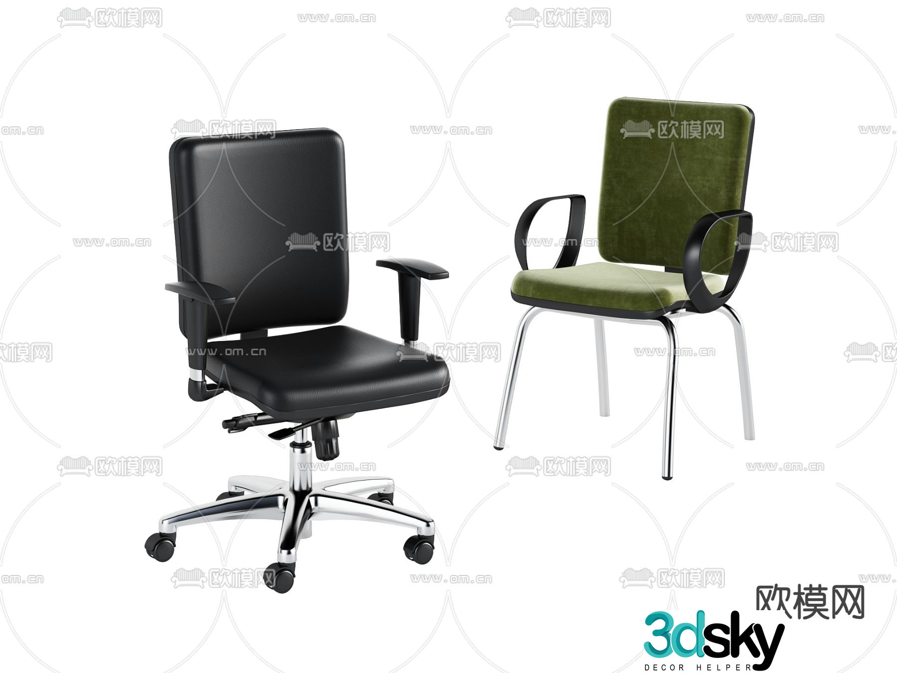 Modern office chair seat 3d model