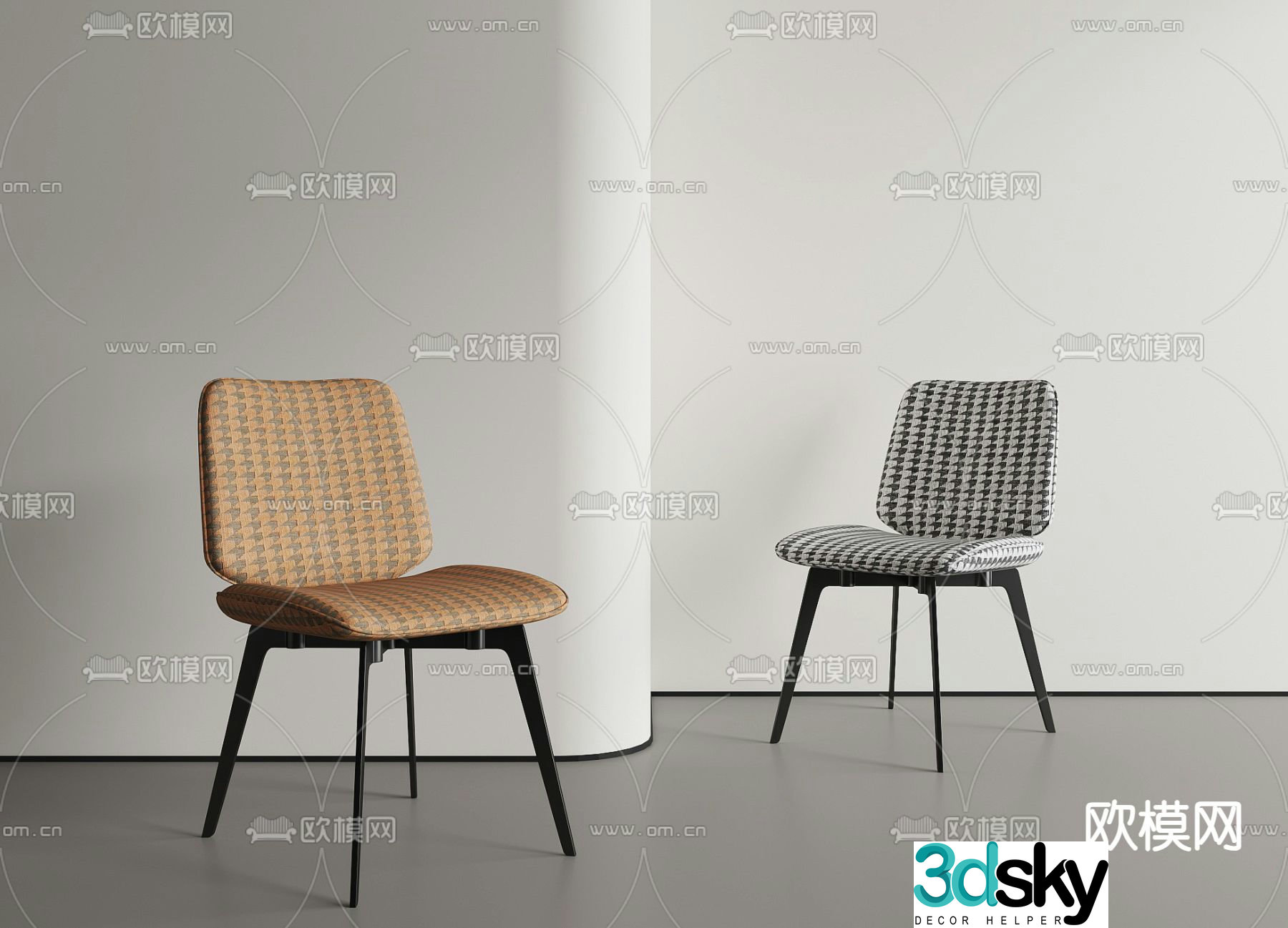 Modern single chair dining chair 3d model