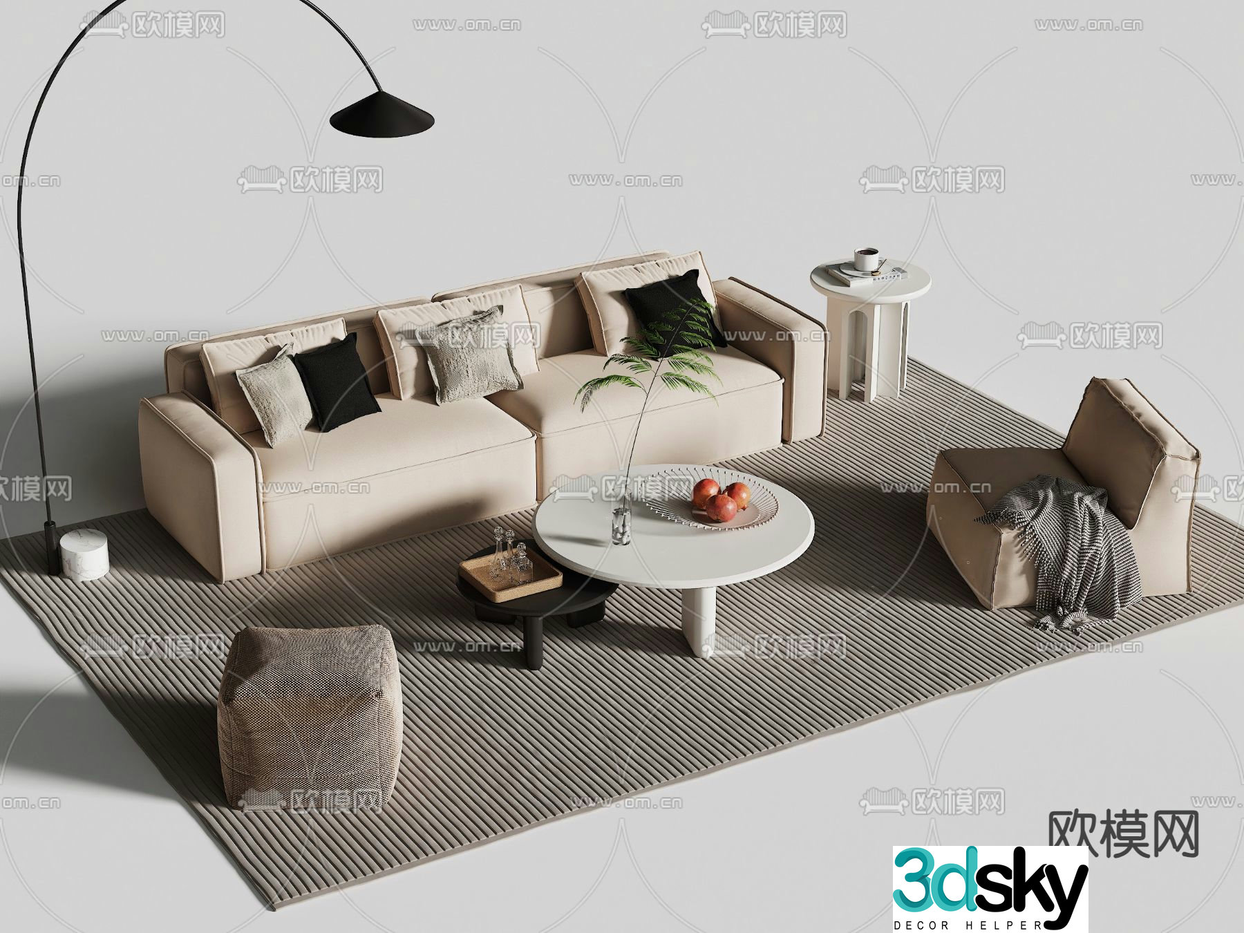 Modern sectional sofa 3d model