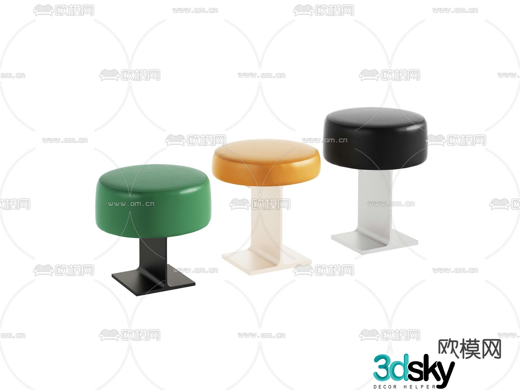 Modern low stool round stool stool 3d model