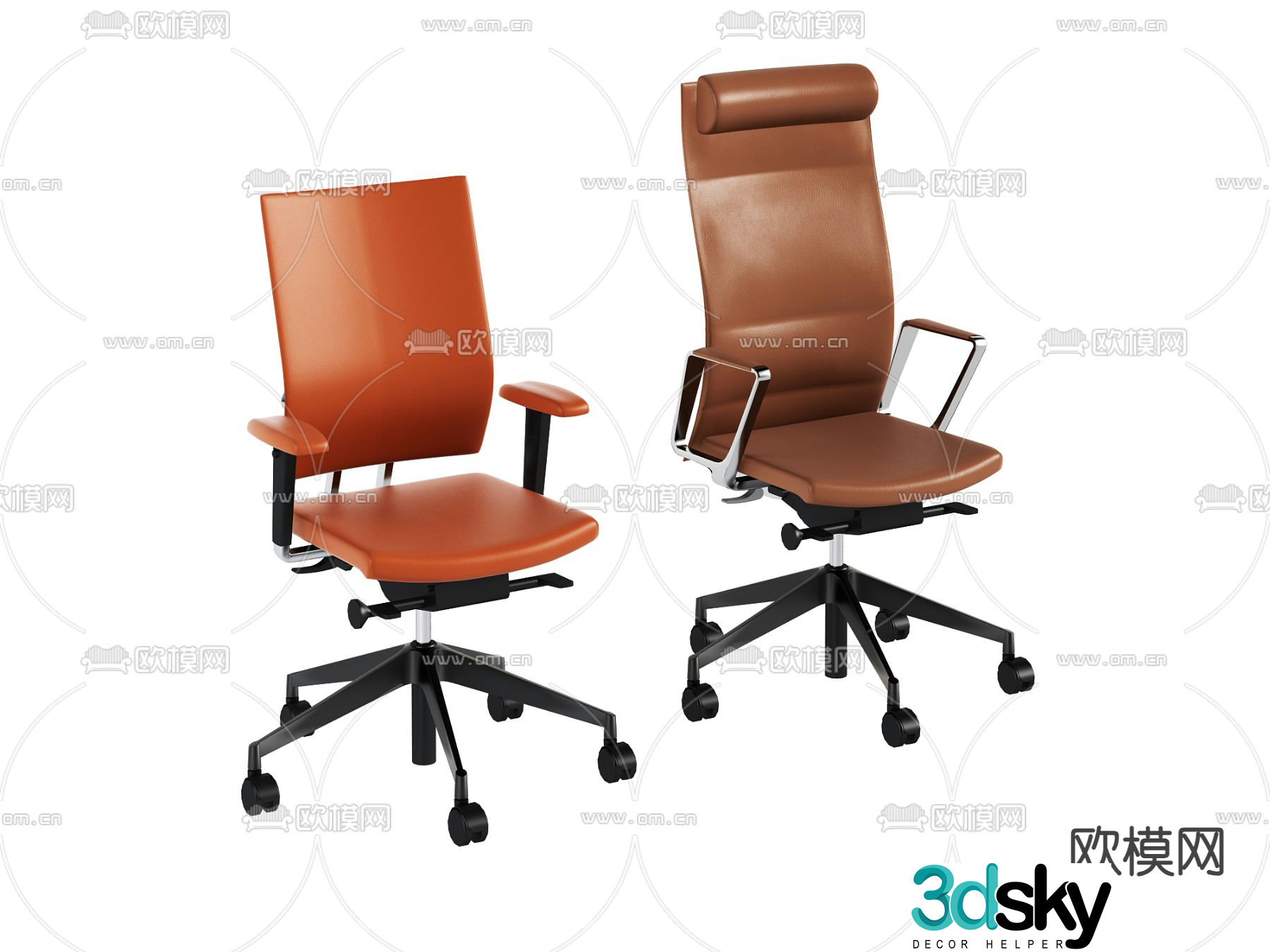 Leather office chair executive chair boss chair 3d model