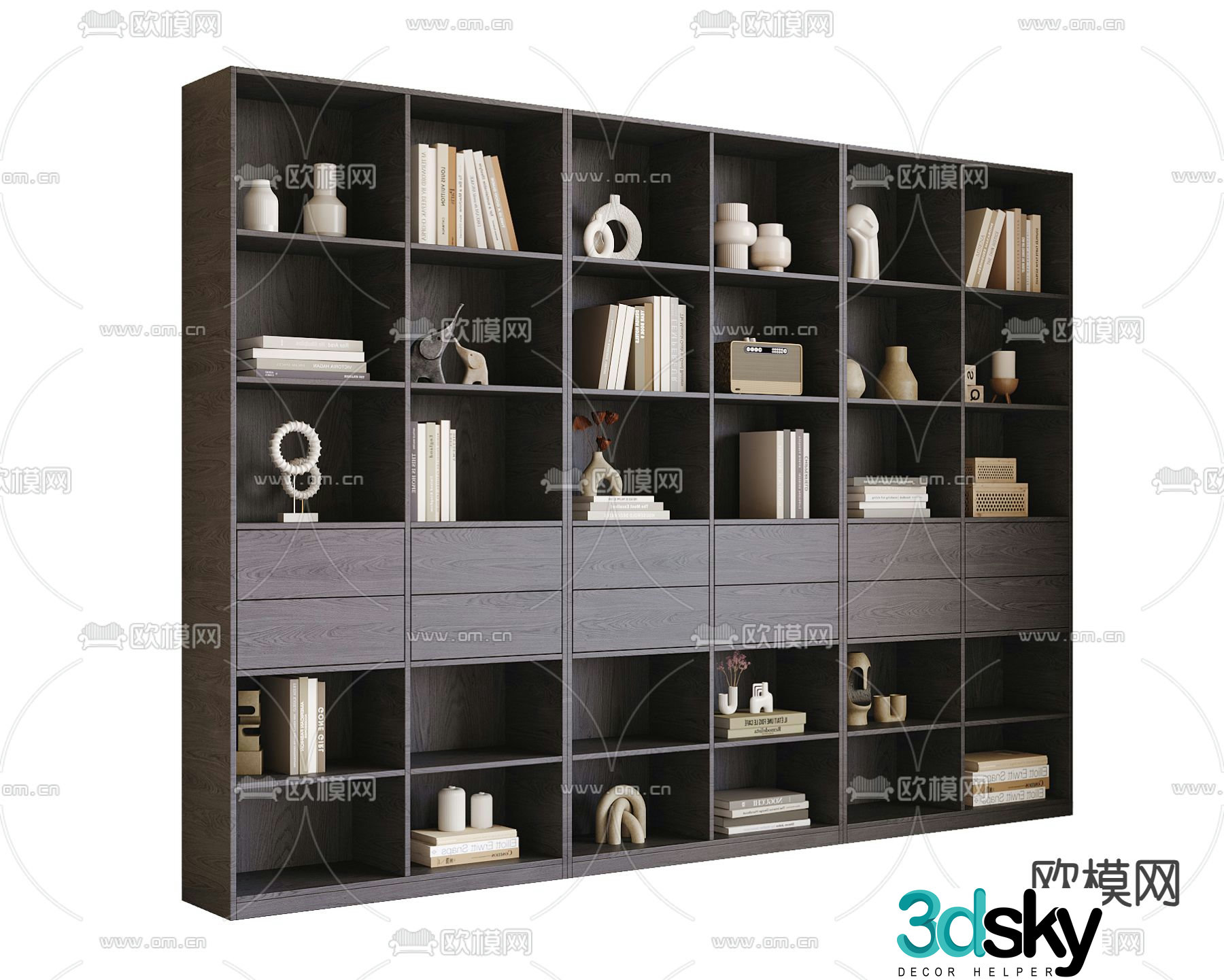 Modern bookcase bookshelf 3d model