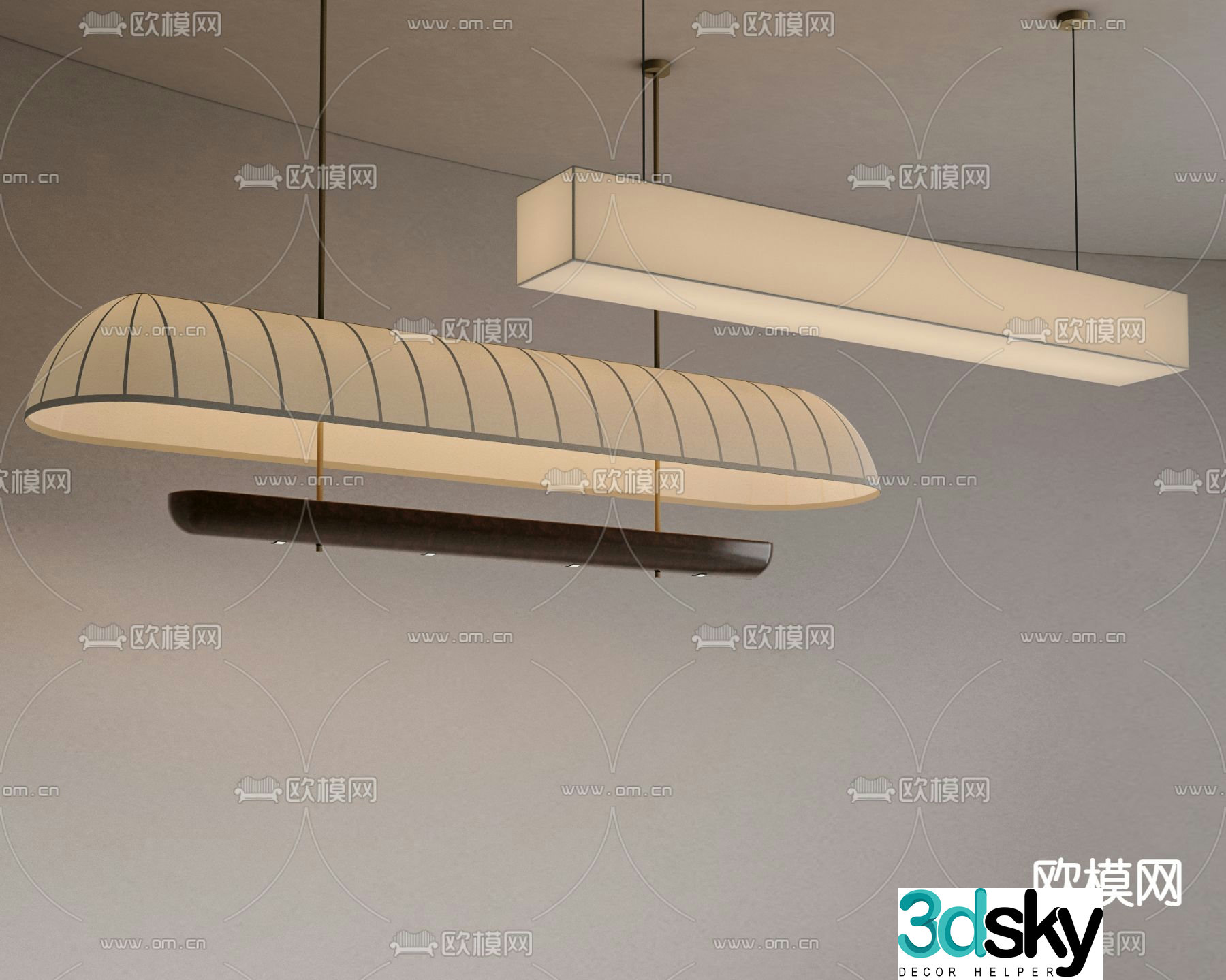 Long chandelier art chandelier 3d model
