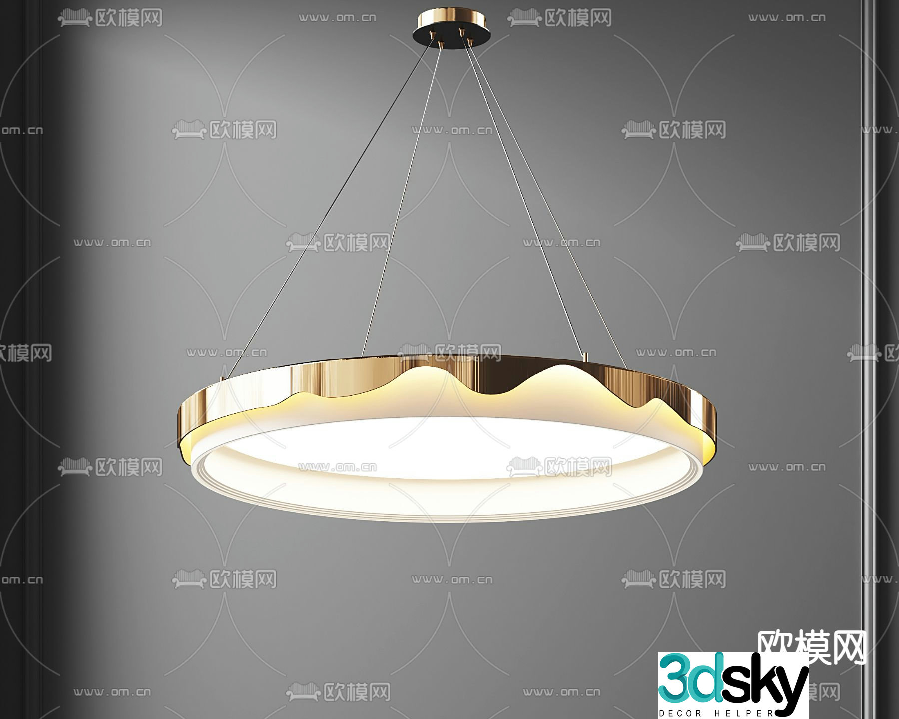 New Chinese style chandelier hall chandelier 3d model