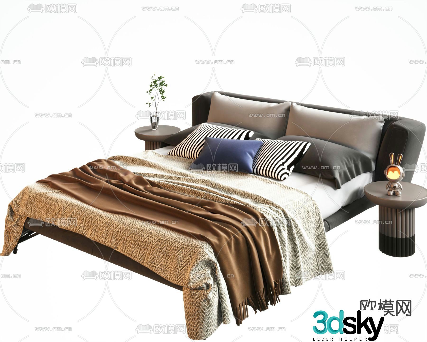 Modern double bed 3d model