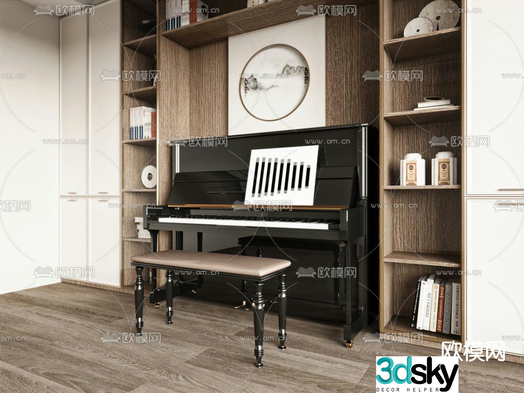 Upright piano electric piano piano cabinet 3d model