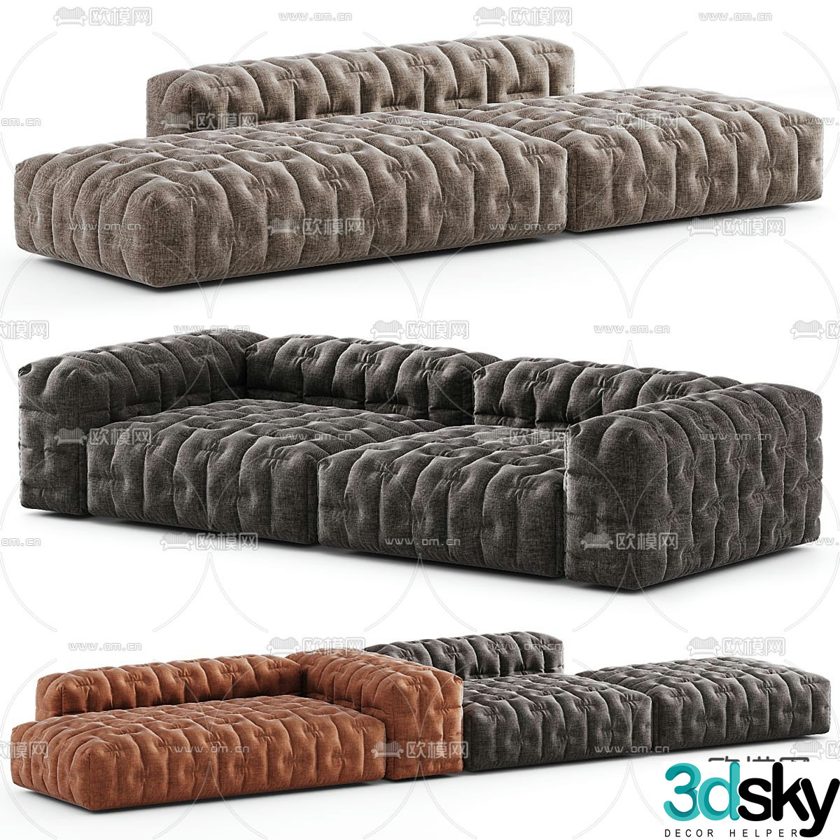 Double sofa three person sofa upholstered sofa 3d model