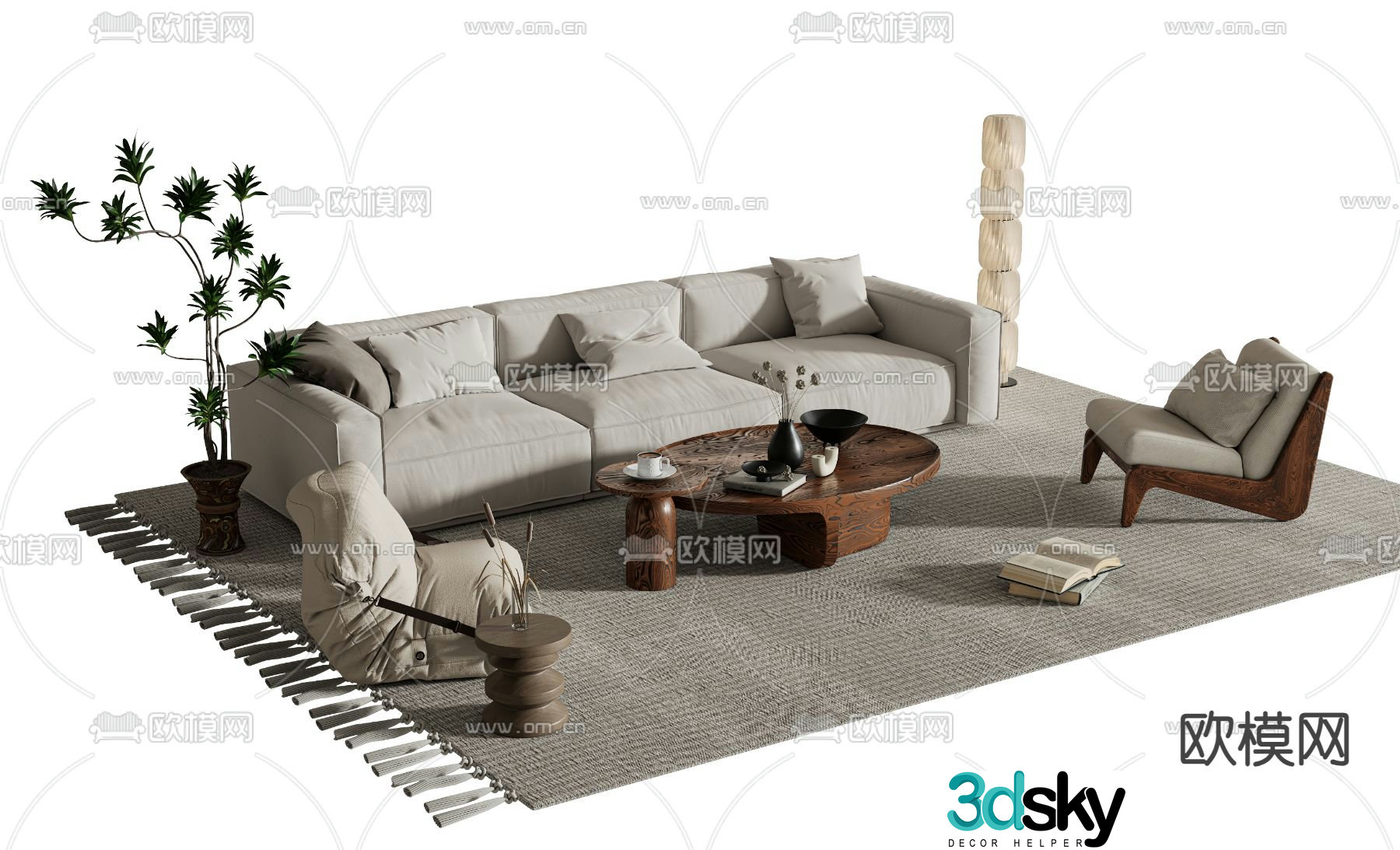Wabi-sabi style sofa modular sofa 3d model
