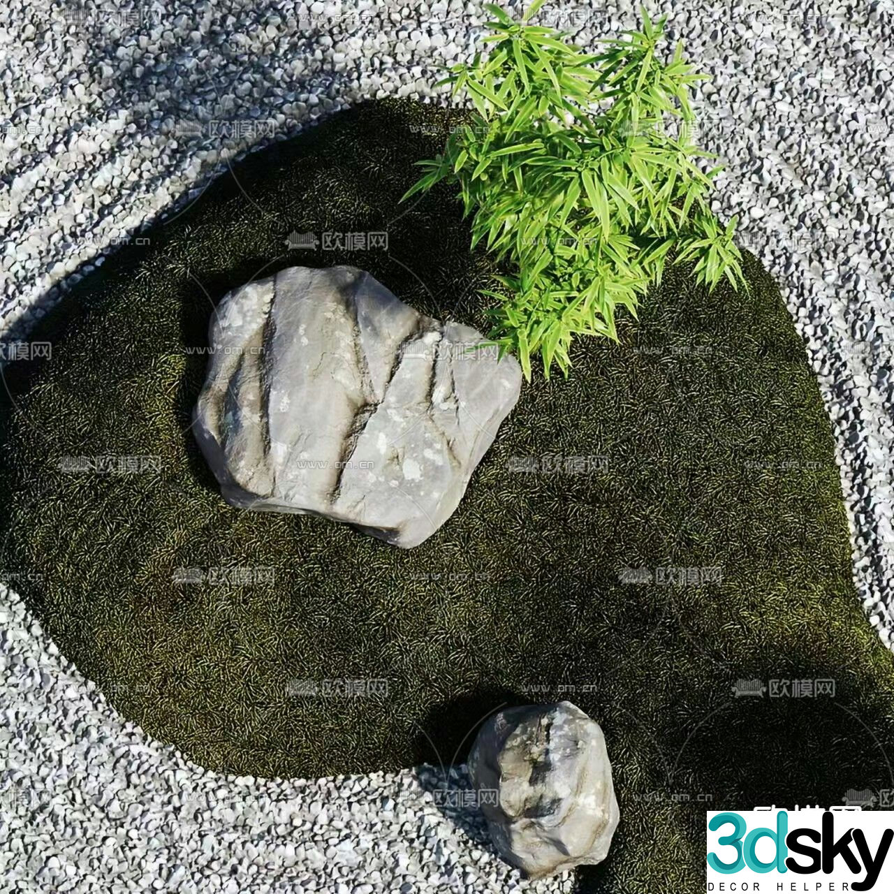 Moss sketch courtyard landscape 3d model